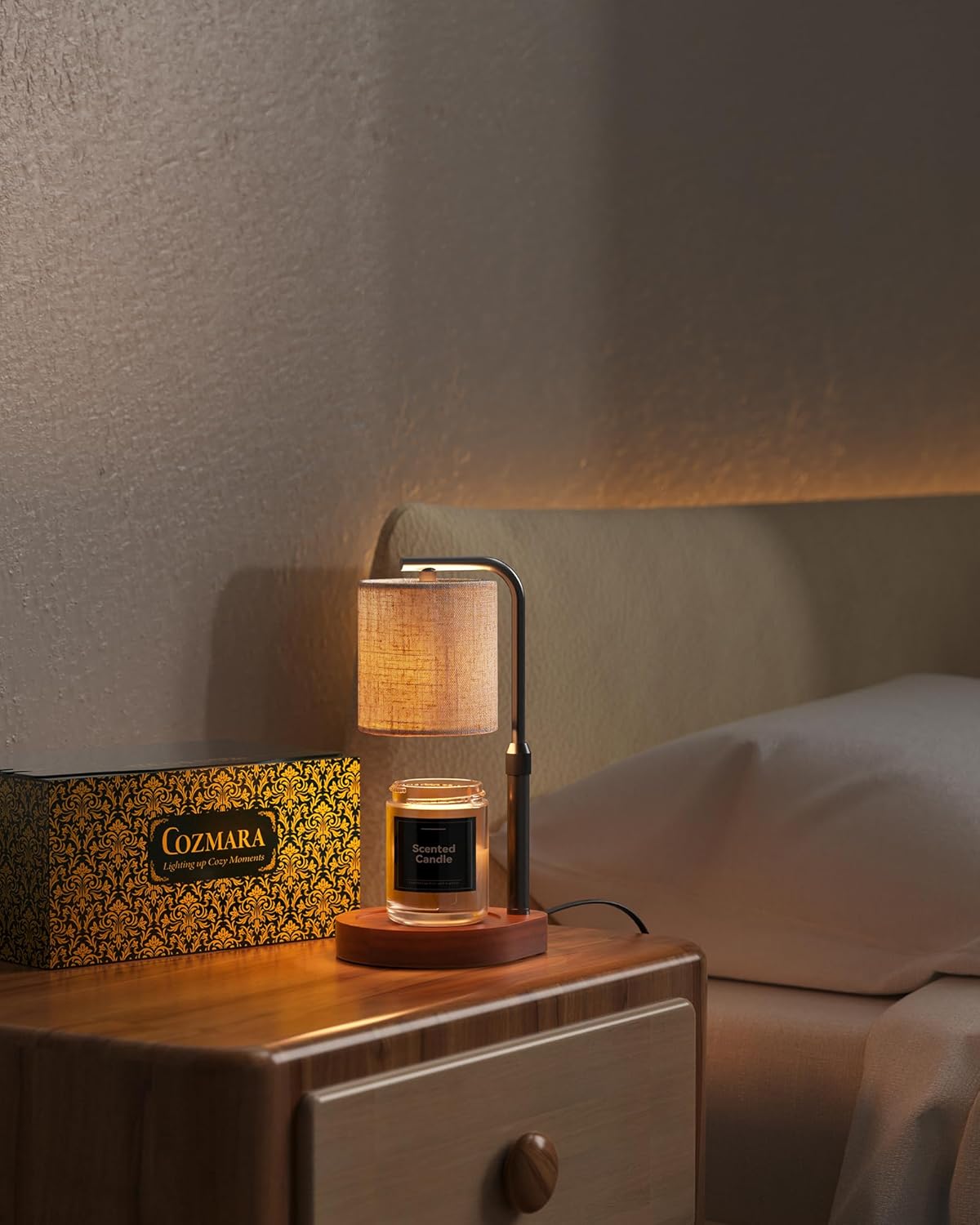 Candle Warmer Lamp with Timer & Dimmer for Yankee Candles, Adjustable Height Candle Warmer for Jar Candles, Wax Melt Lamp for Cozy Home Decor & Gifts,Linen, 2 Bulbs