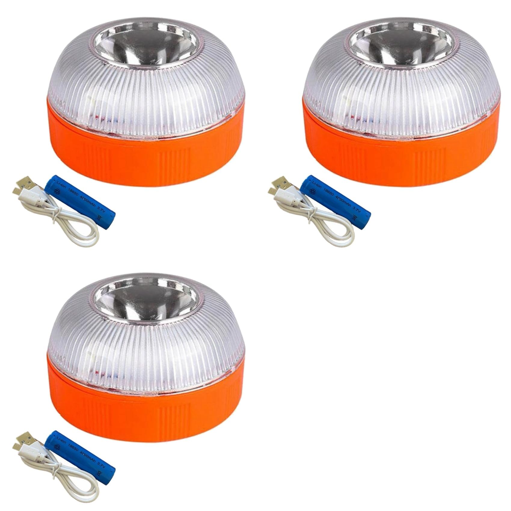 3X V16 Luz de emergência para carro USB recarregável luz de emergência LED luz de aviso
