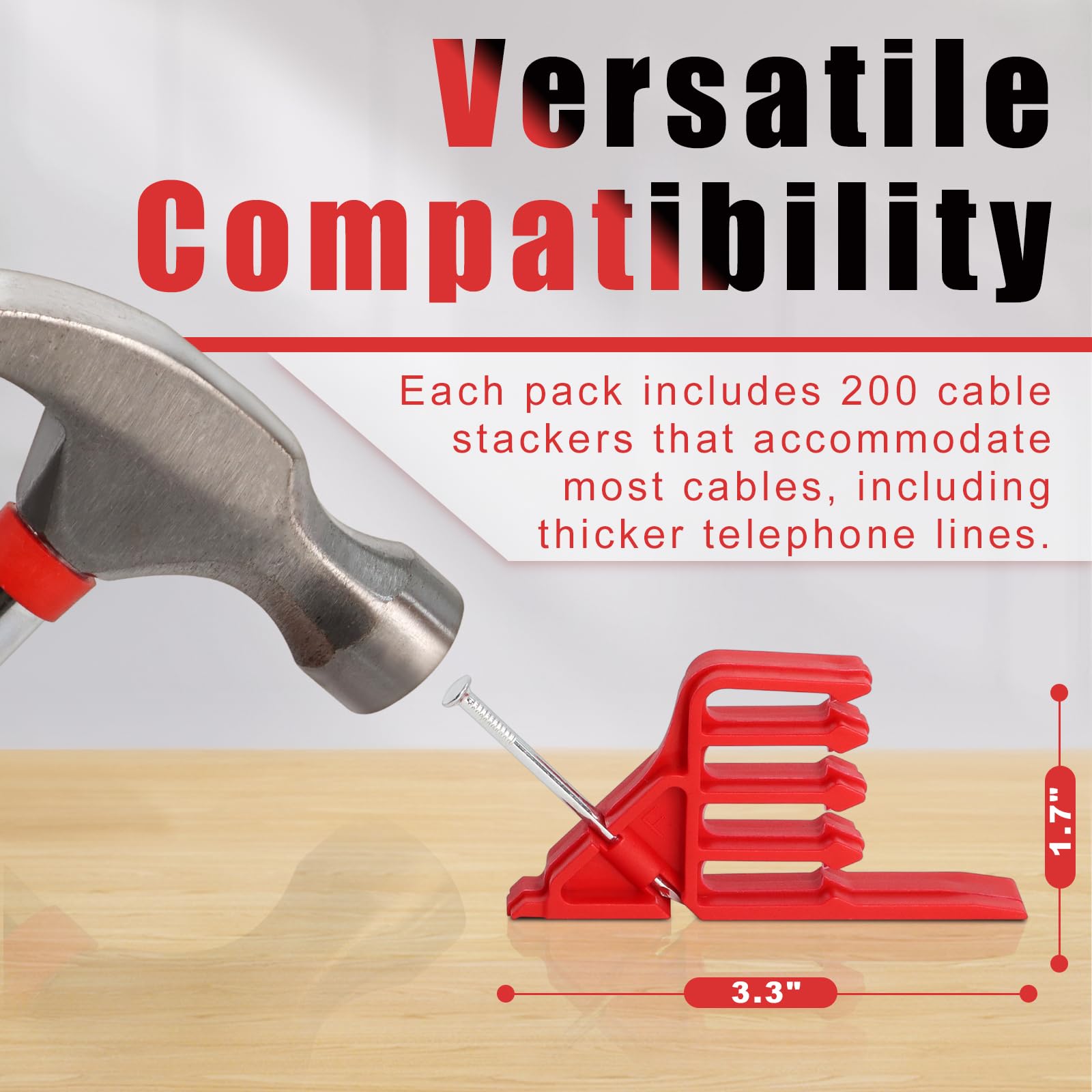 Grapas de cable eléctrico, 200 grapas de cable con clavos de acero, clips de cable Ethernet, grapas aisladas para cable apto para la mayoría de cables