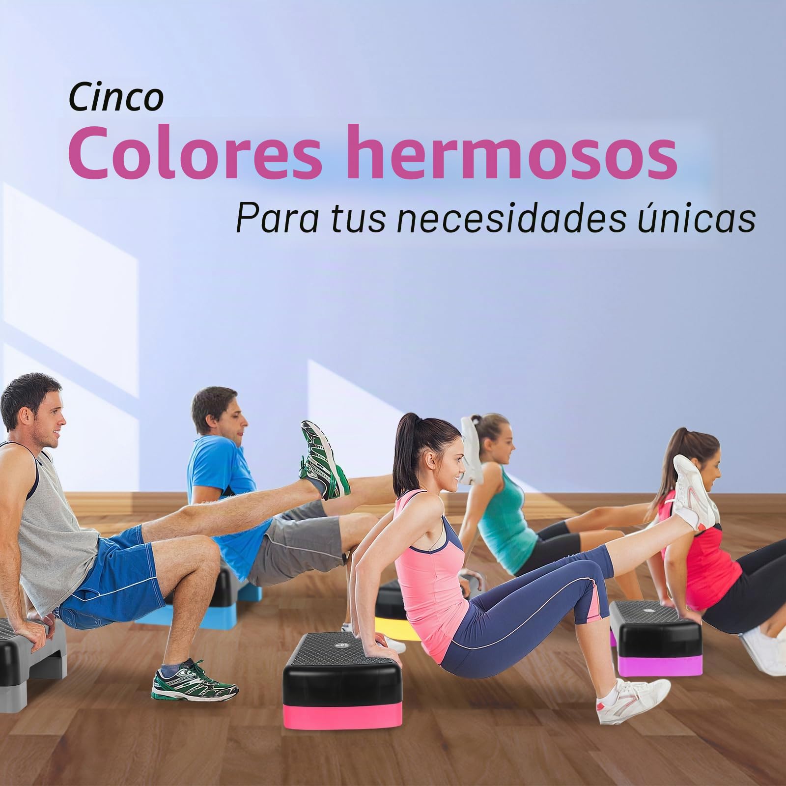 2 niveles de altura ajustable para entrenamiento aeróbico en fitness y ejercicio, plataforma de entrenamiento con 2 elevadores ajustables de 10 cm a 15 cm (gris)