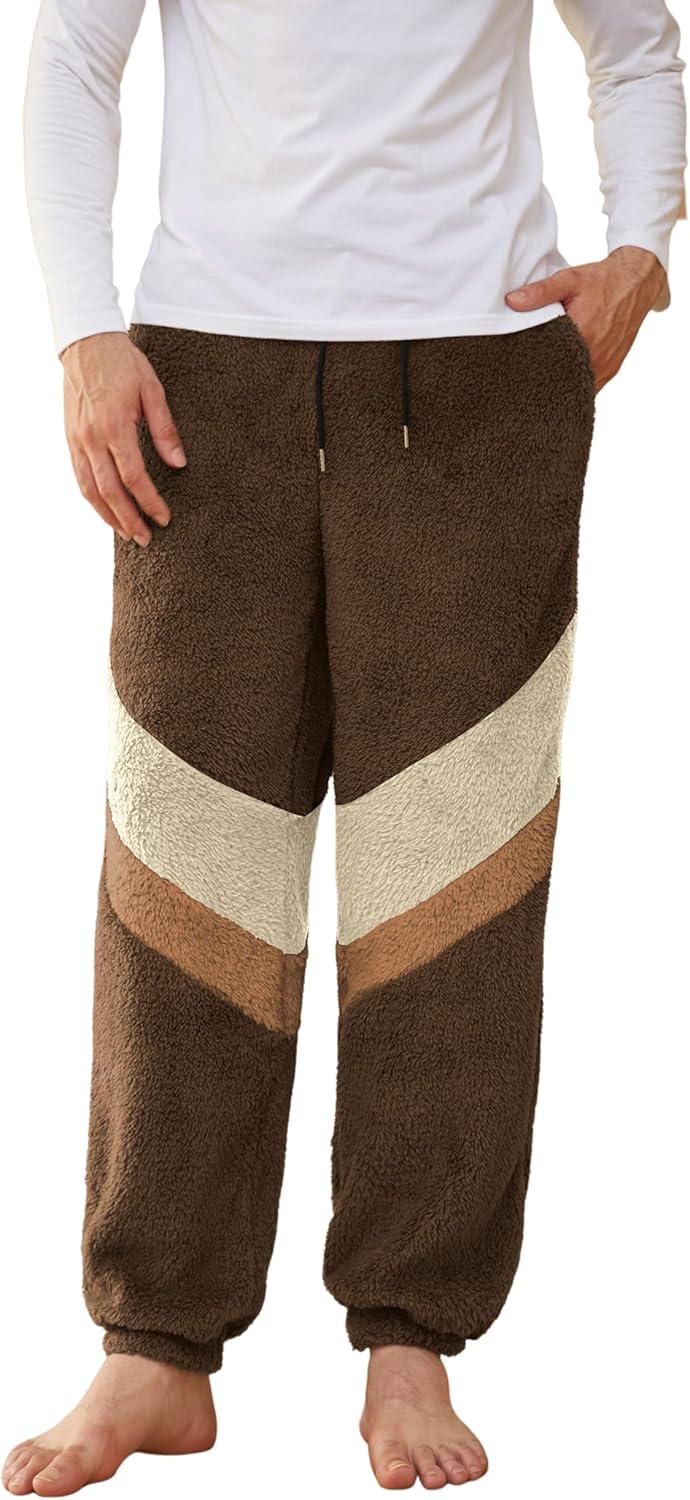 ZAFUL Men's Fluffy Teddy Beam Feet Pants Plush Warm Soft Pajama Pants Winter Cozy Fleece Baggy Lounge Trouser Sleepwear - Image 2