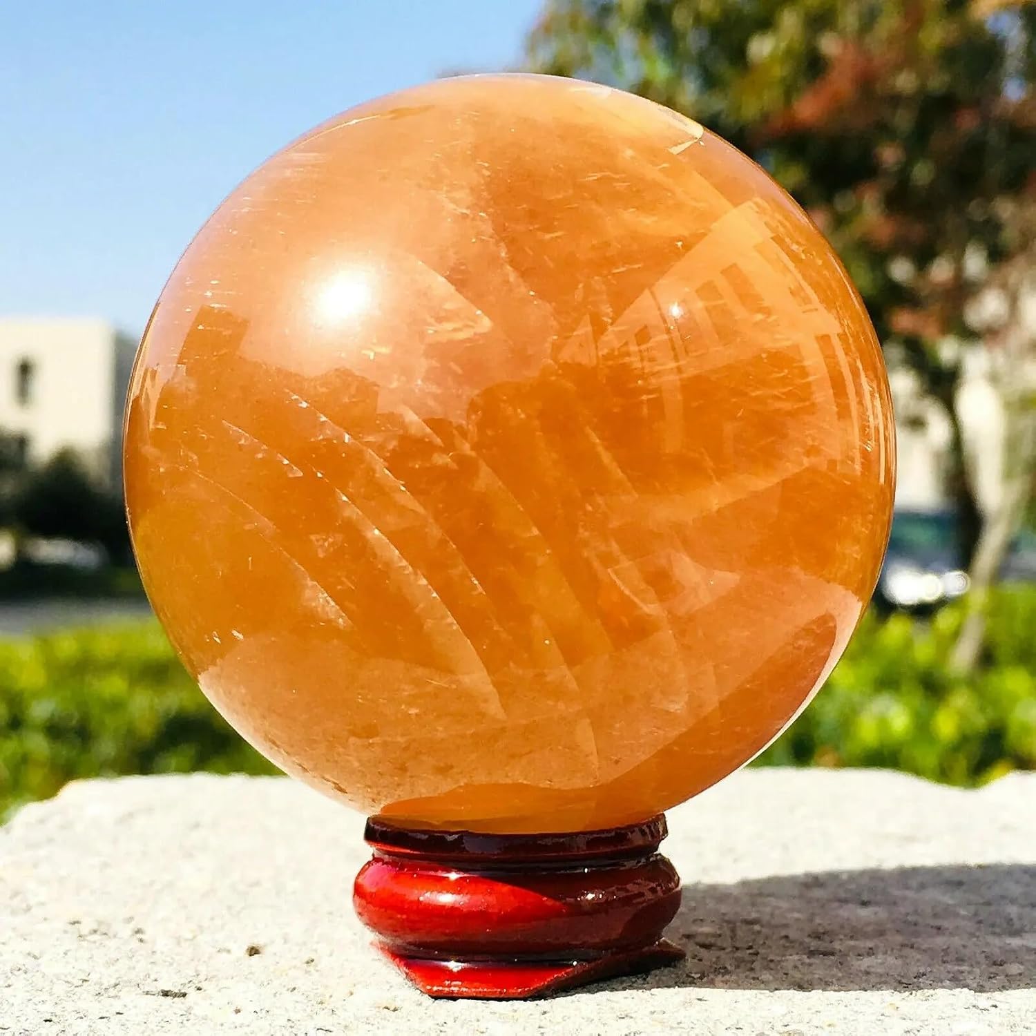 Yellow Calcite Quartz Sphere Crystal Ball Ornaments (Size : 500-600g)