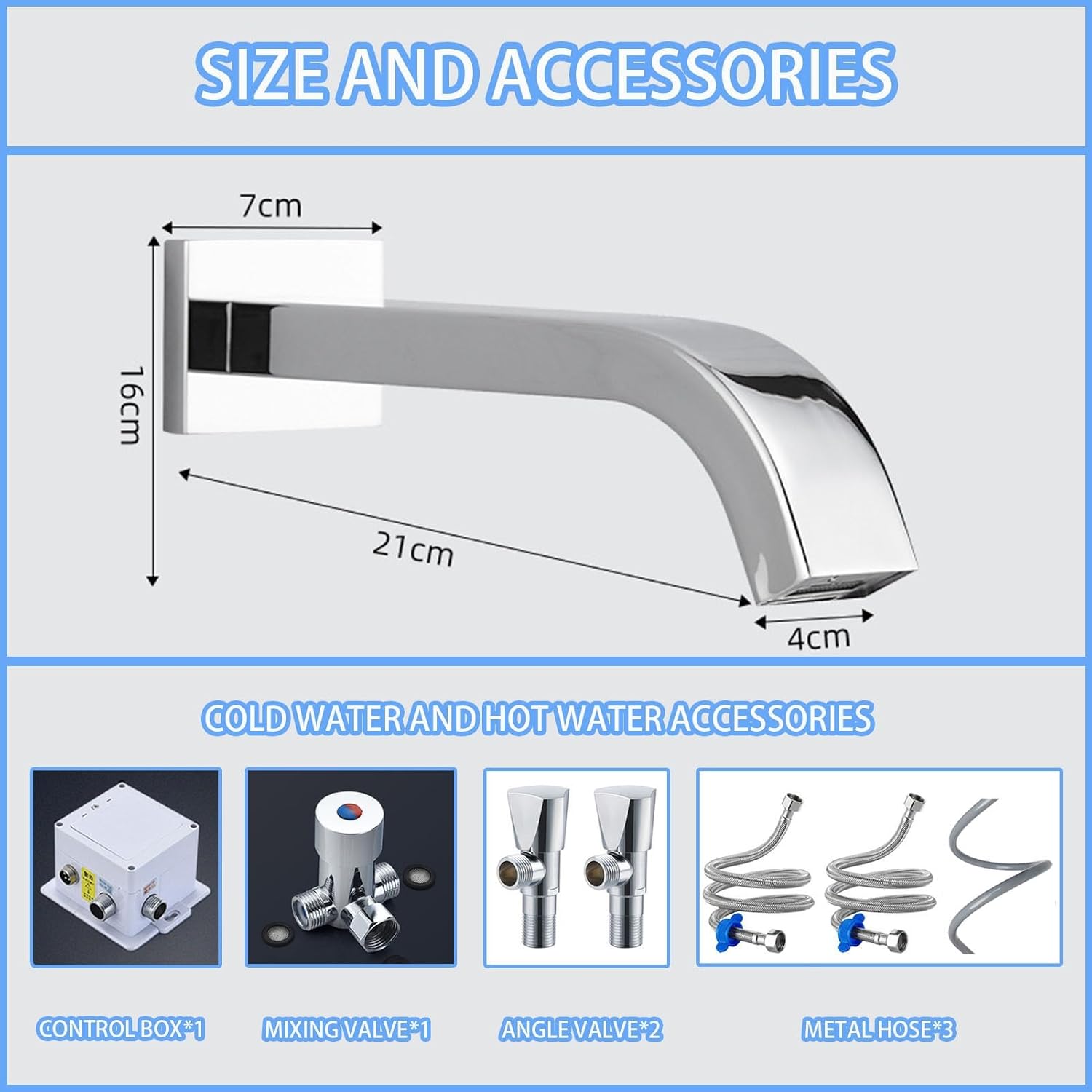 Wall Mount Automatic Sensor Faucet Wall-Mounted touchless Faucet Dc Powered Bathroom Faucets Touchless Hands Free Automatic Sensor Bathroom Faucet Sink Tap,Home and Commercial