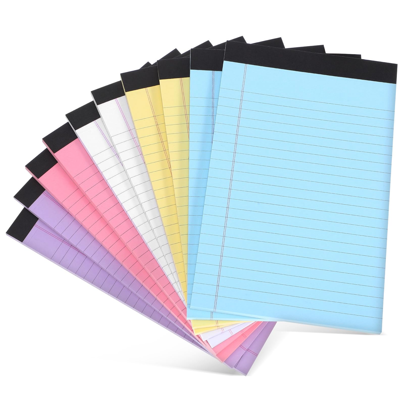 BETOOKY 10 Stück Pack Kleine Notizblöcke A5 mit Breitem Linienraster Farbiges Papier 50 Blatt pro Block Praktisch und Glatt zum Schreiben für Bürobedarf