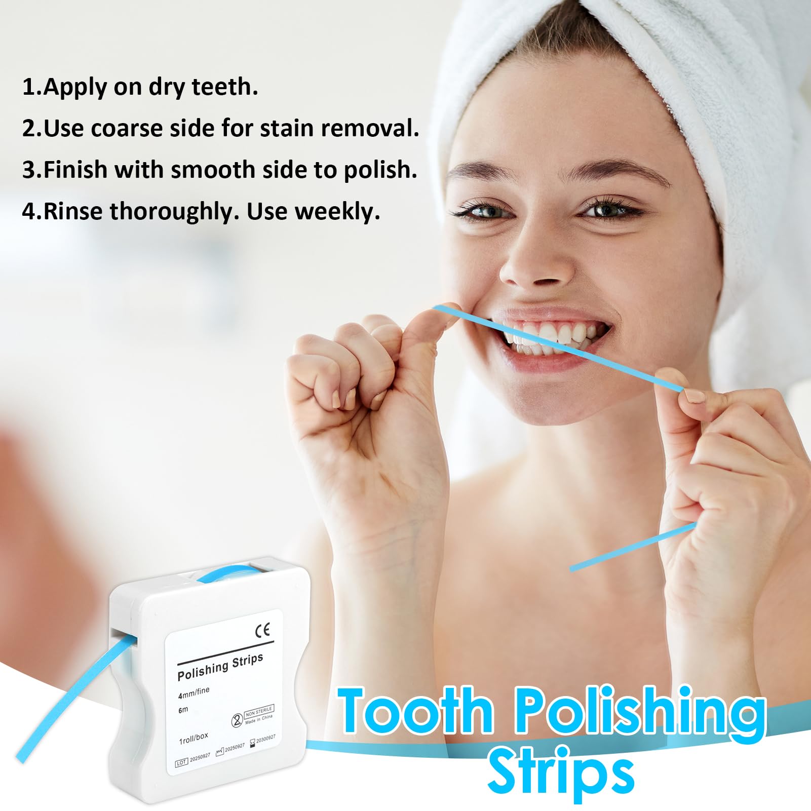 Papel Lija Dental Bandas Abrasivas 6m/Rollo Tamaño Fino 4mm Ancho Herramienta de Lijado Interdental