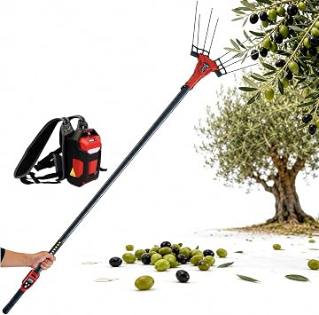 Olive Harvesting Machine, Electric Olive Shaker with 6 Vibration Levels, LED Display Handle, 10m Cable and Telescopic Pole for Efficient Work in Groves and Orchards 600W-withBattery