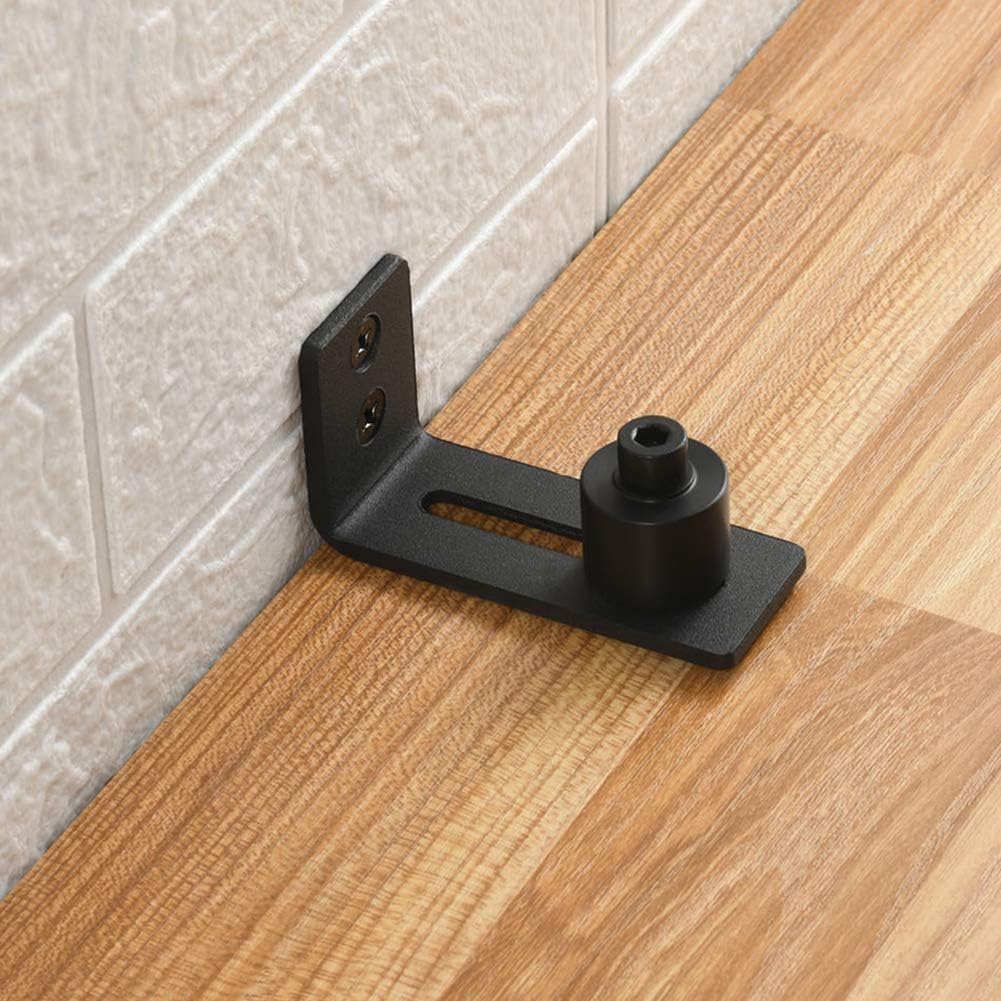 (2020 New) Raswik 4" Sliding Barn Door Floor Bottom Guide Hardware Kit, Rustic Black