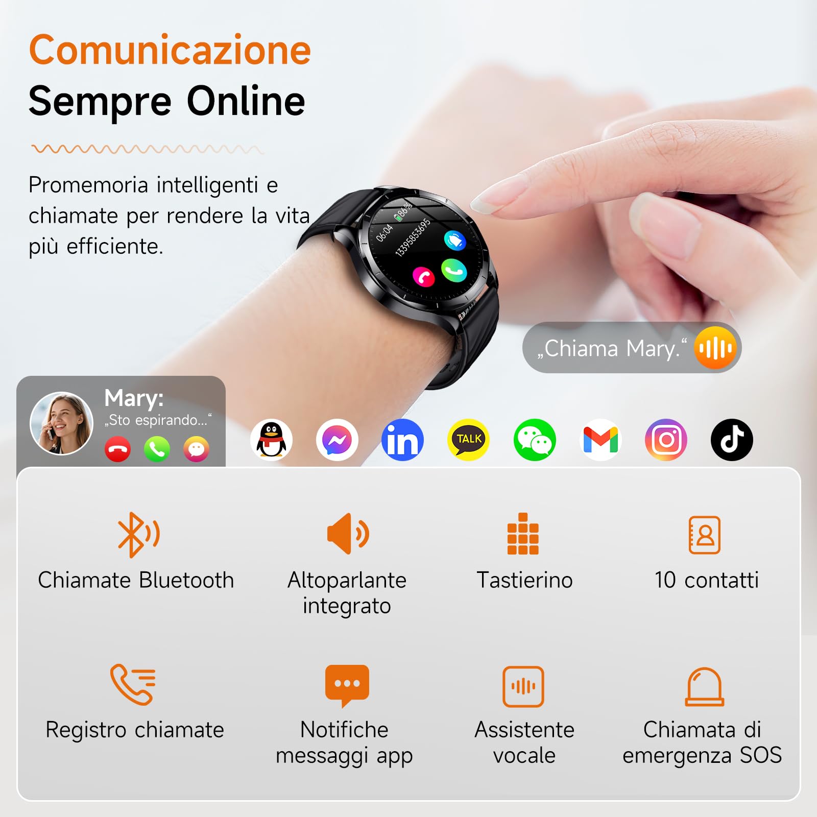 2026 Nuovo Smartwatch Uomo Con ECG/HRV/BMI, 1,43" AMOLED Orologio Salute Con 24H Frequenza Cardiaca/SpO2/Sonno/Chiamata SOS (Silicone Nero (Cornice Nera))