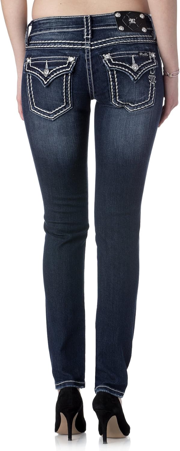 Miss Me Womens Loose Saddle Stitch Border Skinny Jean