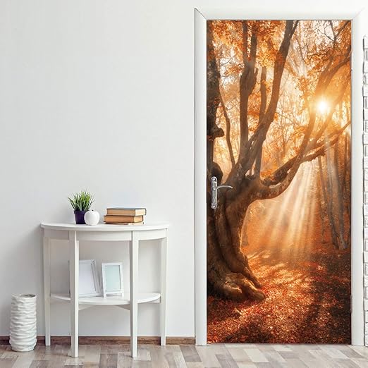 Amazon Star Moon Moo ドアステッカー 森 ひかり おしゃれ はがせる 北欧 部屋 ウォールステッカー 壁飾り トイレドア インテリア 3d立体 壁紙 バー コーヒー店 かわいい ウォールステッカー オンライン通販