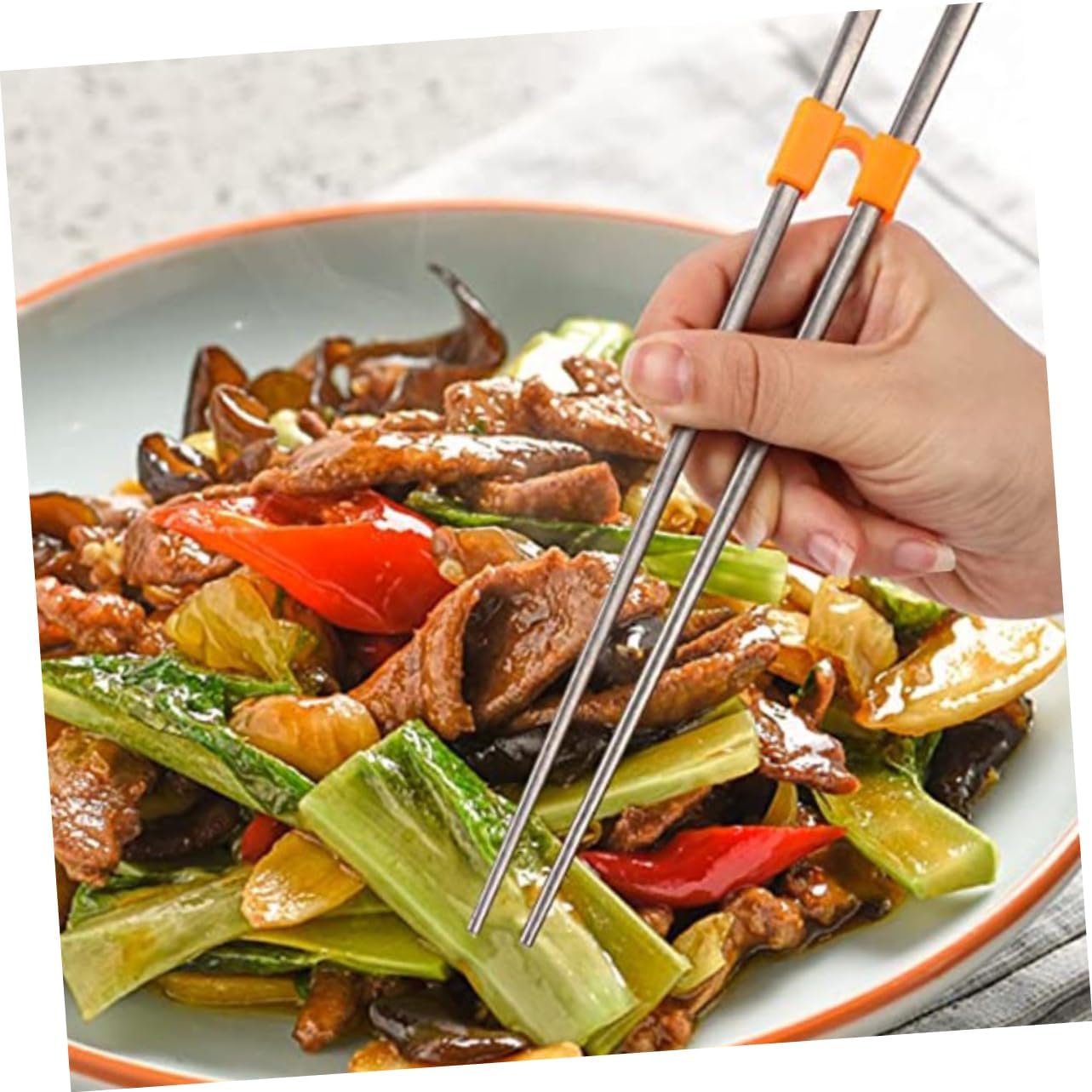 ULTECHNOVO 10pcs Chopstick Aid Training Utensils for Adults Beginners Reusable Chopsticks Helper Holder Connector Colorcoded for Easy Learning