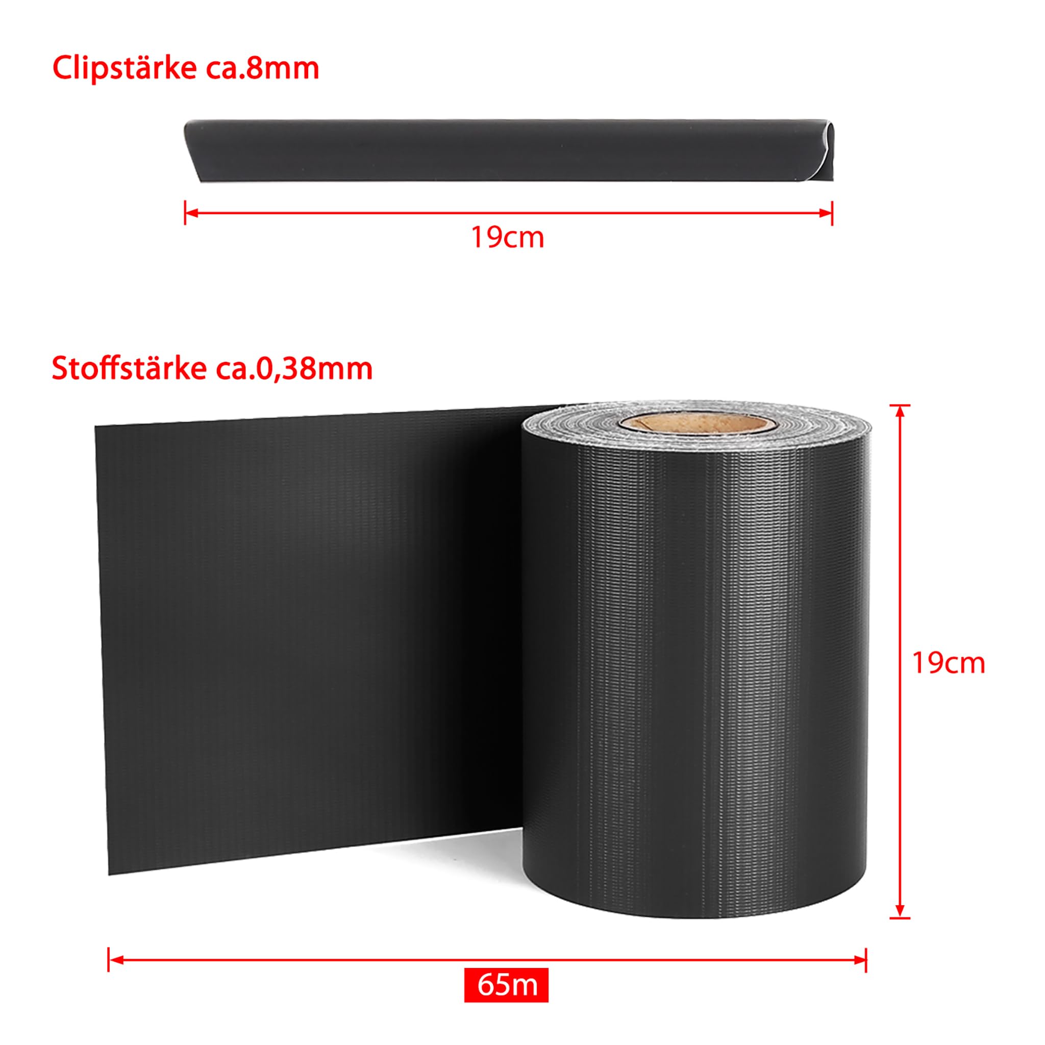 LZQ PVC Sichtschutzstreifen Sichtschutzfolie Extra dick Blickdicht Sichtschutz Streifen Doppelstabmattenzaun Zaunfolie mit 30 Befestigungsclips für Gartenzaun, Balkon (65m x 19cm, Anthrazit)