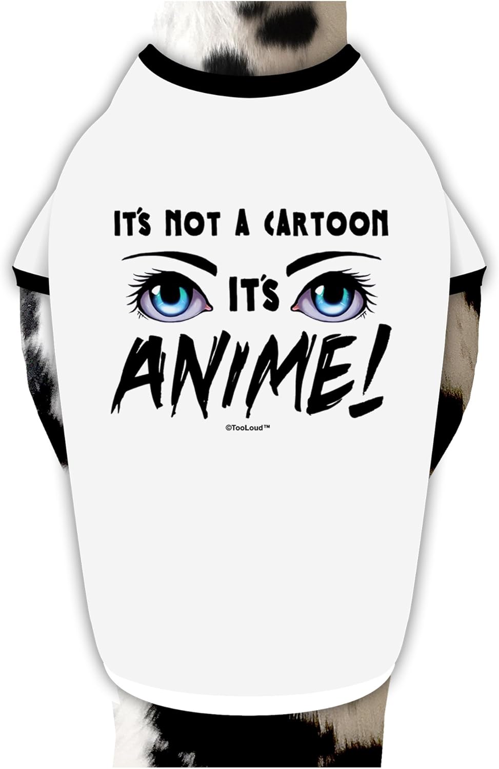 TOOLOUD Not A Cartoon Eyes Blue Dog Shirt White with Black Large