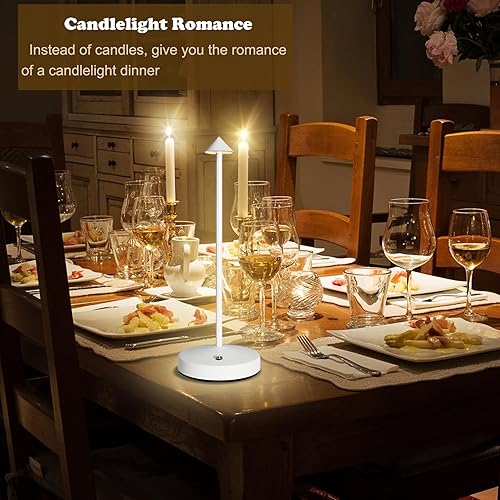 Miniatura 4 de Lámparas inalámbricas recargables, lámpara de mesa con batería de 3000 mAh, LED portátil táctil de 2 niveles de brillo, lámpara de barra regulable,