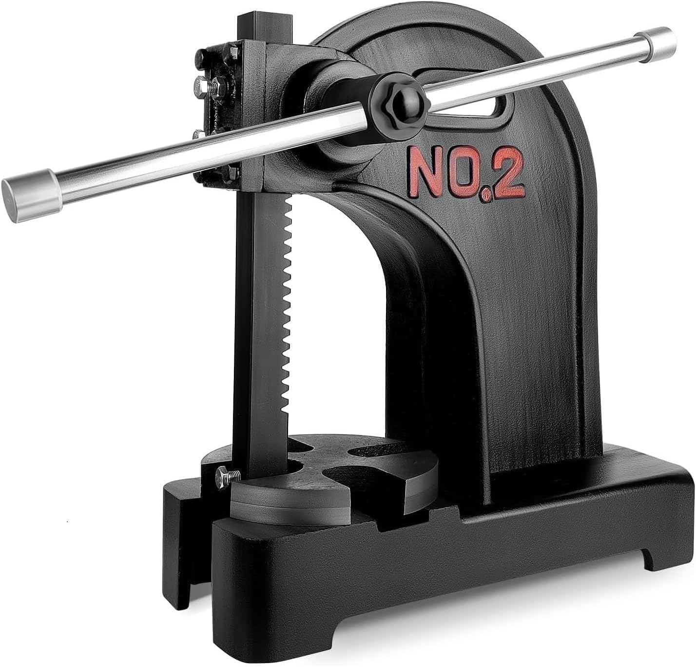 Black Arbor Press 2 Ton, Ratchet Leverage Press with Handwheel, 8.7"Maximum Height, Manual Desktop Punch Press for Stamping, Riveting Punching Holes