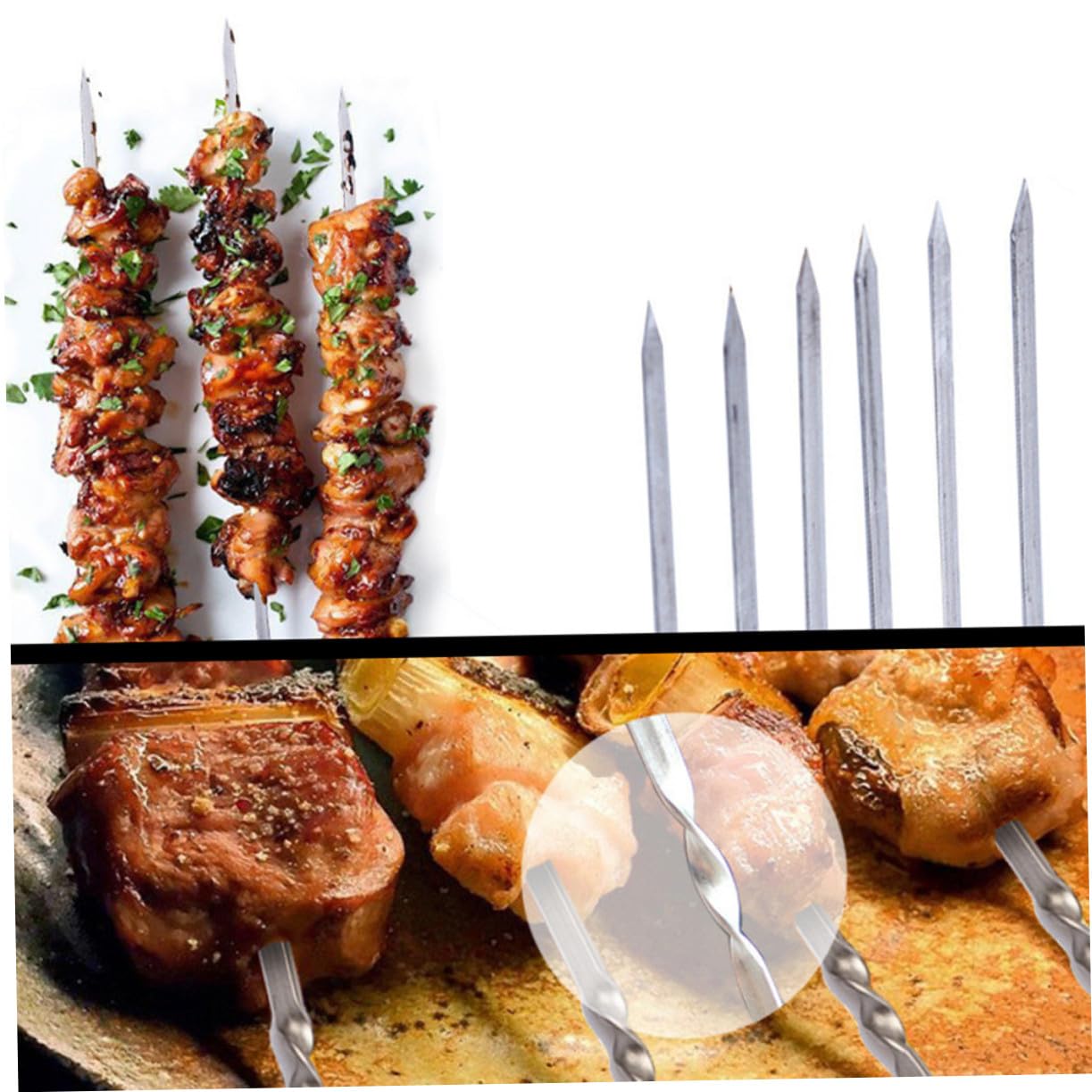 Brochetas de Barbacoa de Acero Inoxidable, 50 Piezas, 45 Cm