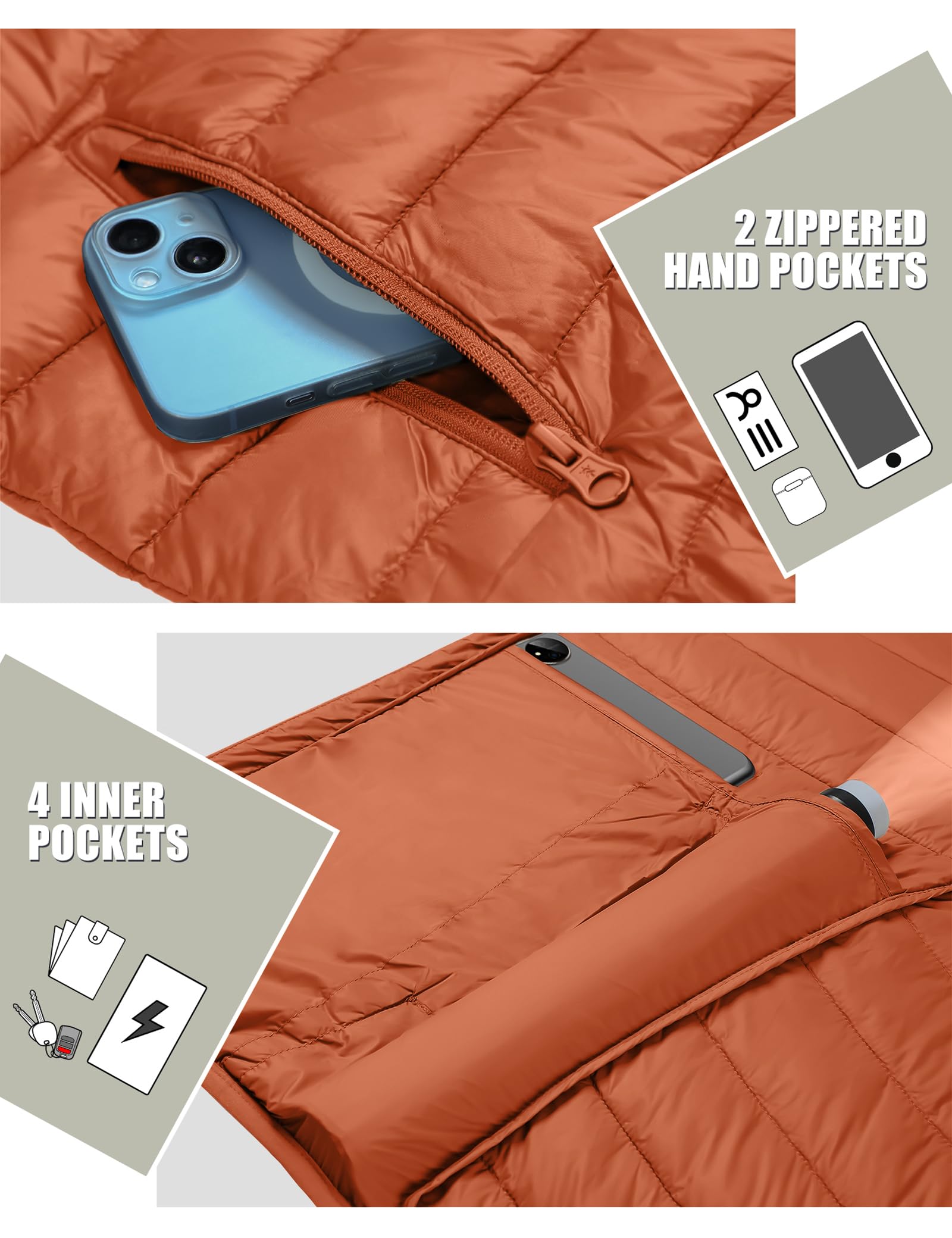 Pioneer Camp Veste matelassée légère et pliable à capuche pour homme - Veste d'hiver thermique bouffante pour course à pied et voyage