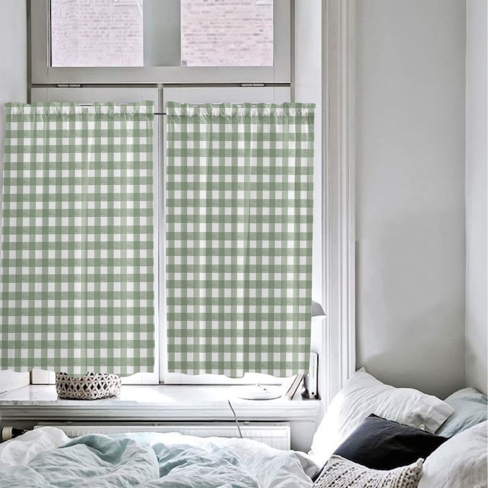 Tischdeckenshop24 Visillo Navideño Para Cocina Y Salón, 45 X 90 Cm, Cortina De Invierno Con Diseño Decorativo Para Navidad, Moderna Cortina Transparente Para La Cocina