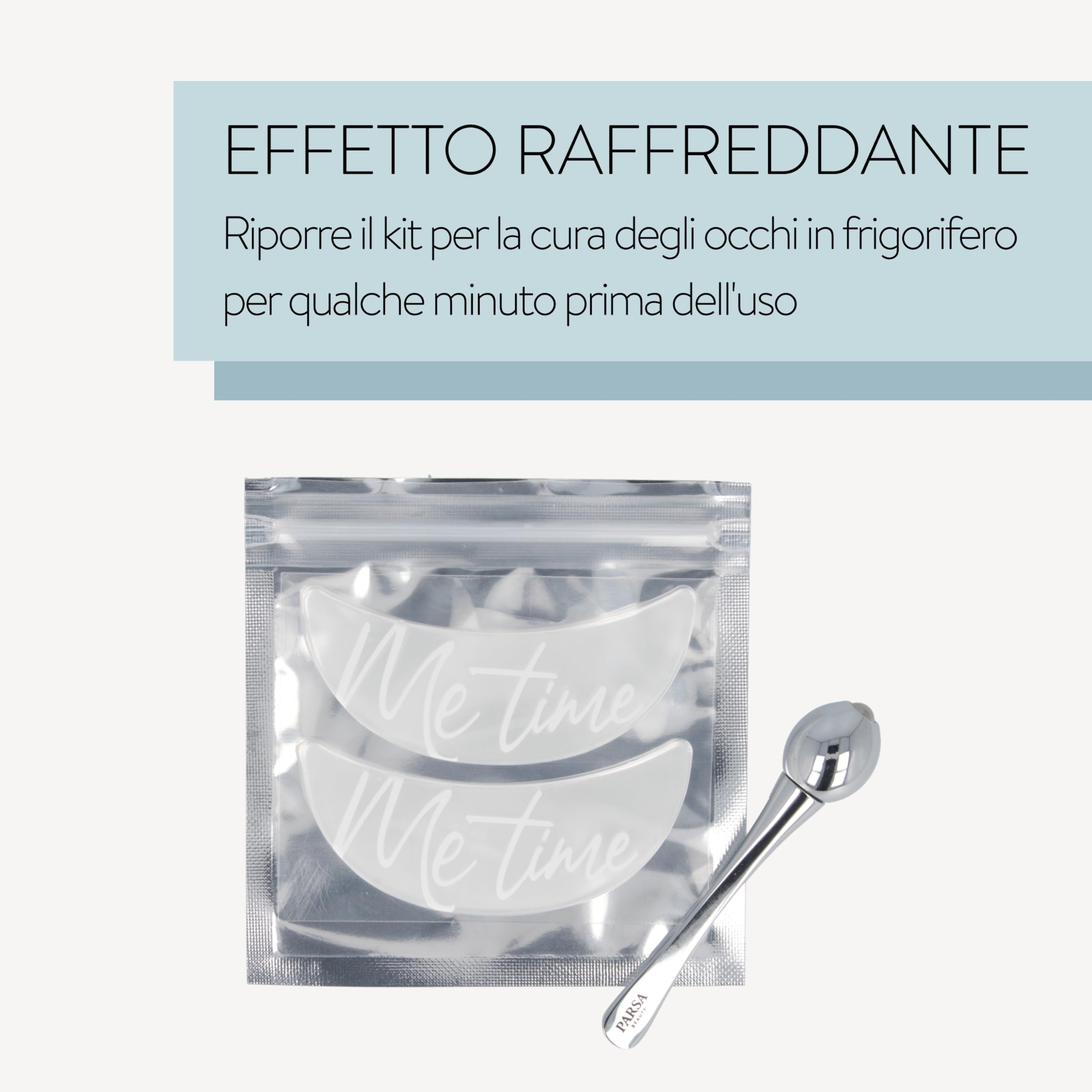 PARSA Beauty Set per la cura degli occhi – Roll-on per occhi & patch occhi riutilizzabili – Ottimizza l’effetto dei prodotti per la cura – Patch occhiaie e borse