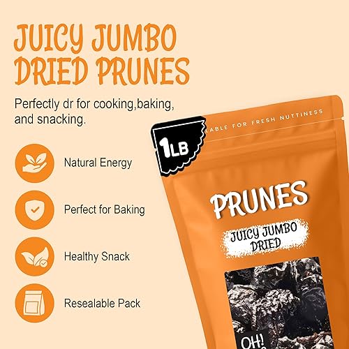 Miniatura 3 de Oh Nuts - Ciruelas secas sin hueso 1 libra - Frutas secas Jumbo Sin azúcar añadido Bocados de frutas deshidratadas Empaquetado en bolsa