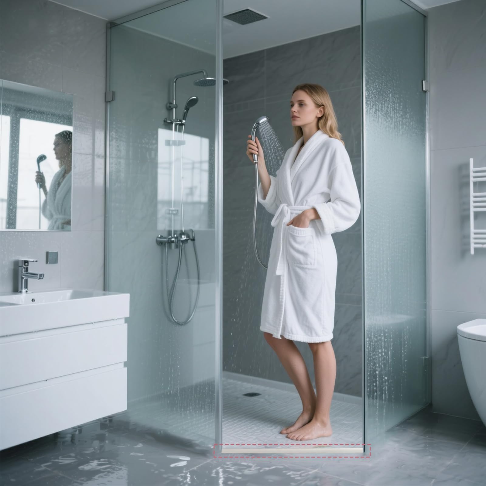 Barra Protettiva per Doccia, in Silicone, per Doccia, Bagno e Cucina (2 m)