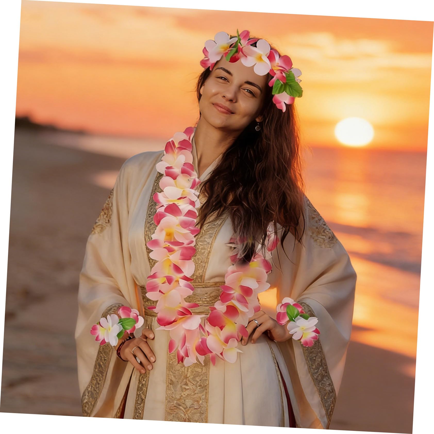 Conjunto de Guirnalda Hawaiana 32 Piezas, Tela, 4 Accesorios