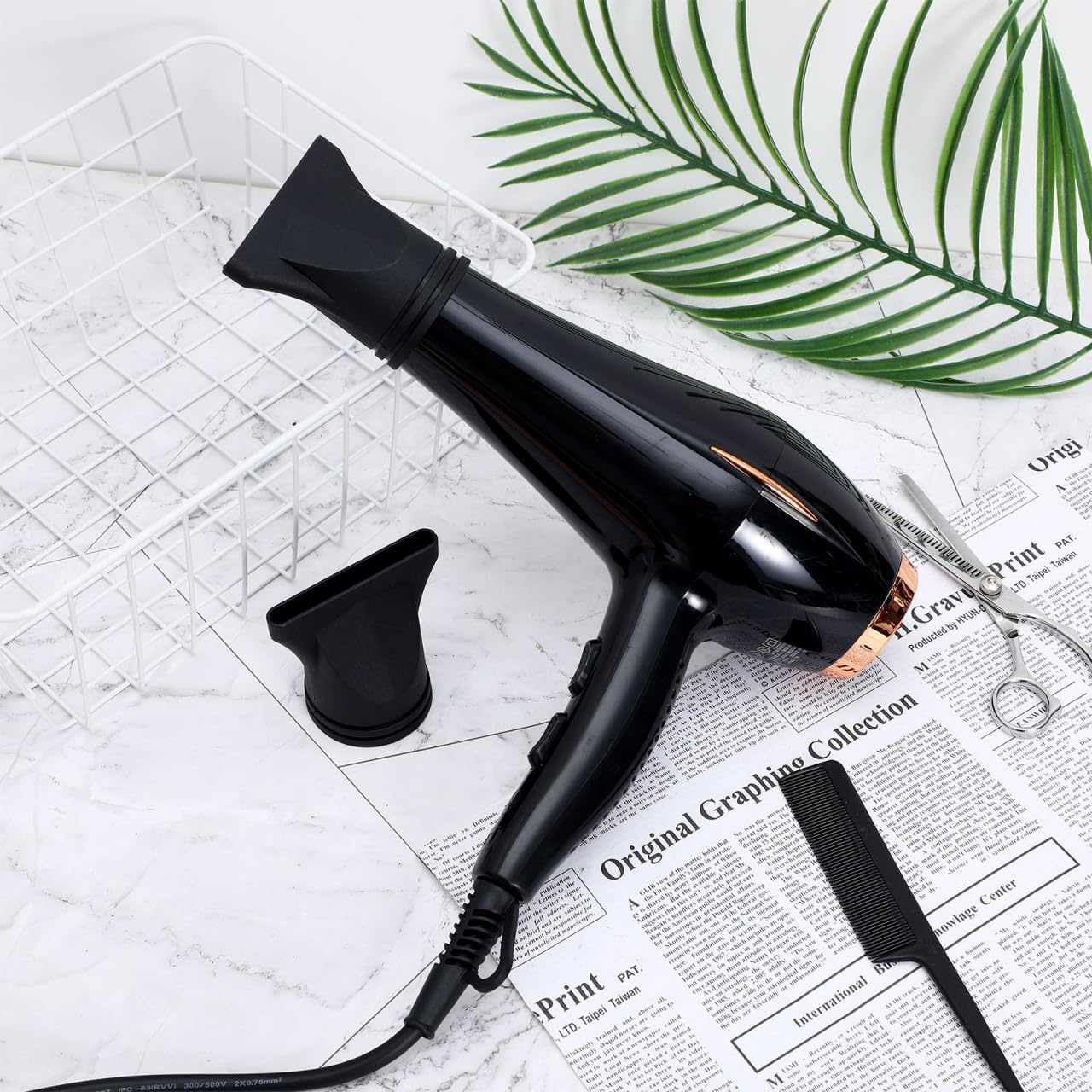 VICASKY 2Pcs Professional Hair Dryer Nozzle Black Diffuser Attachment for Straight Hair Styling Lightweight Durable Blow Dryer Accessory Fits Nozzle