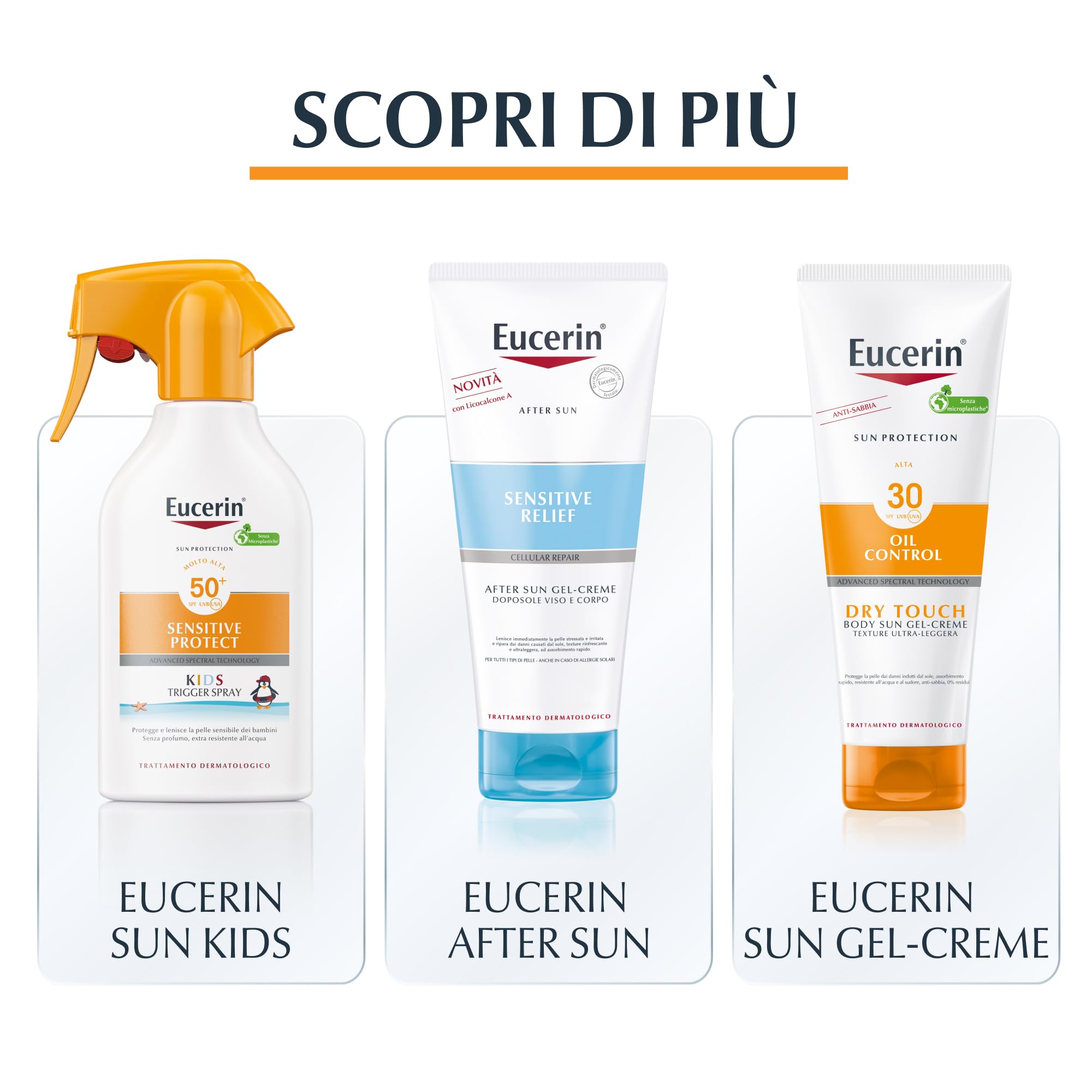 Eucerin Sensitive Protect Kids Trigger Spray SPF 50+ 200 ml, Crema solare 50+ bambini con filtri UV, Protezione solare 50+ bambini spray resistente all'acqua e adatta per pelle sensibile