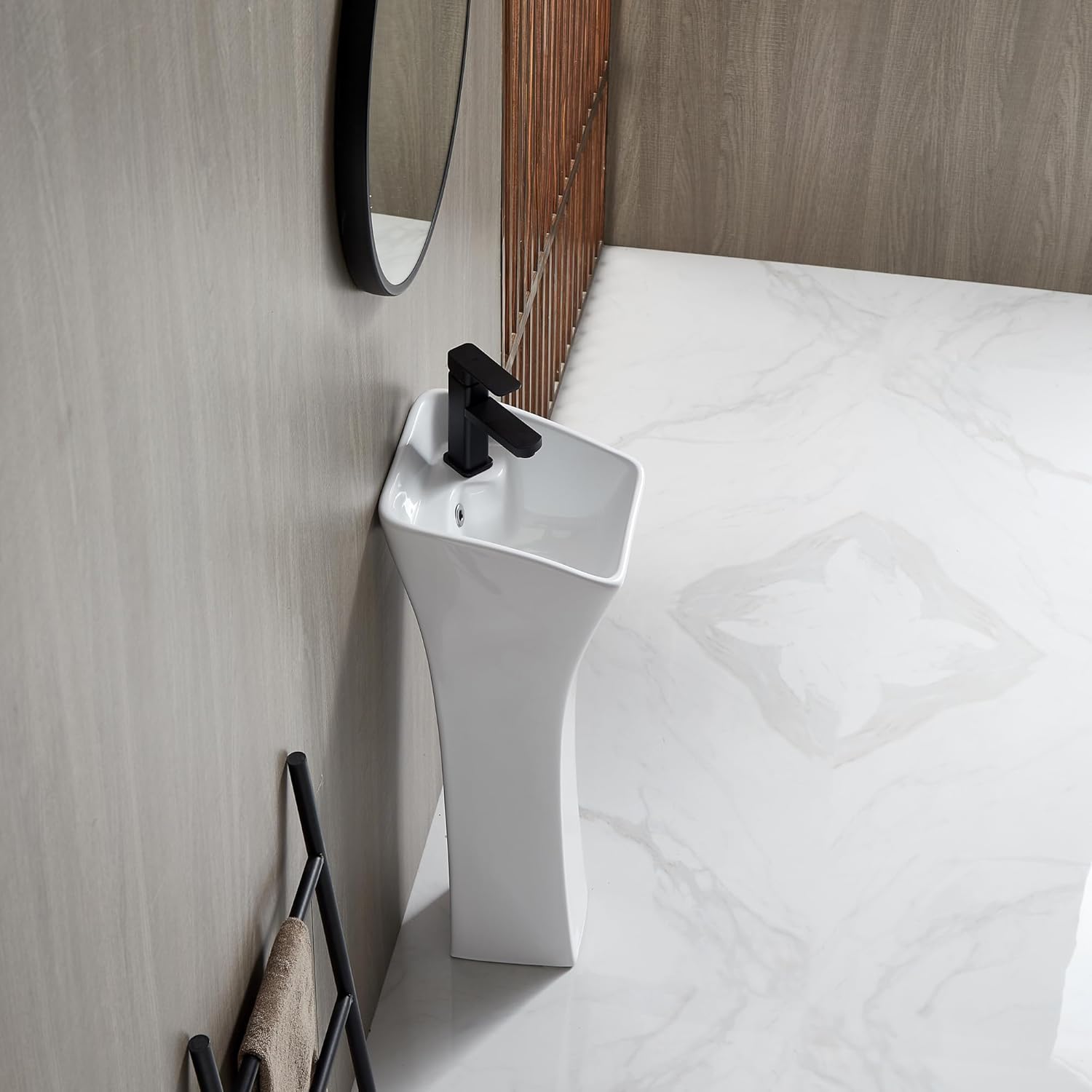 Eridanus Vitreous Ceramic One Piece Pedestal Sink, 10" L x 12" W