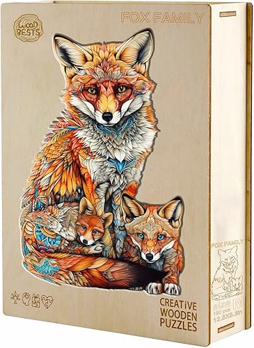 Miniatura 8 de Funnli Rompecabezas de madera para adultos, 600 piezas de zorro, rompecabezas de madera de 25.6 x 16.5 pulgadas con caja, colección de juegos