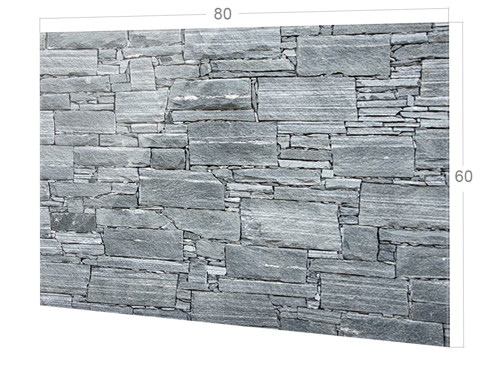 GRAZDesign Küchenrückwand Steinoptik Grau - Spritzschutz Glas Küche - für Herd und Spüle - Glasrückwand für Küche Edles ESG Glas, 80x60cm
