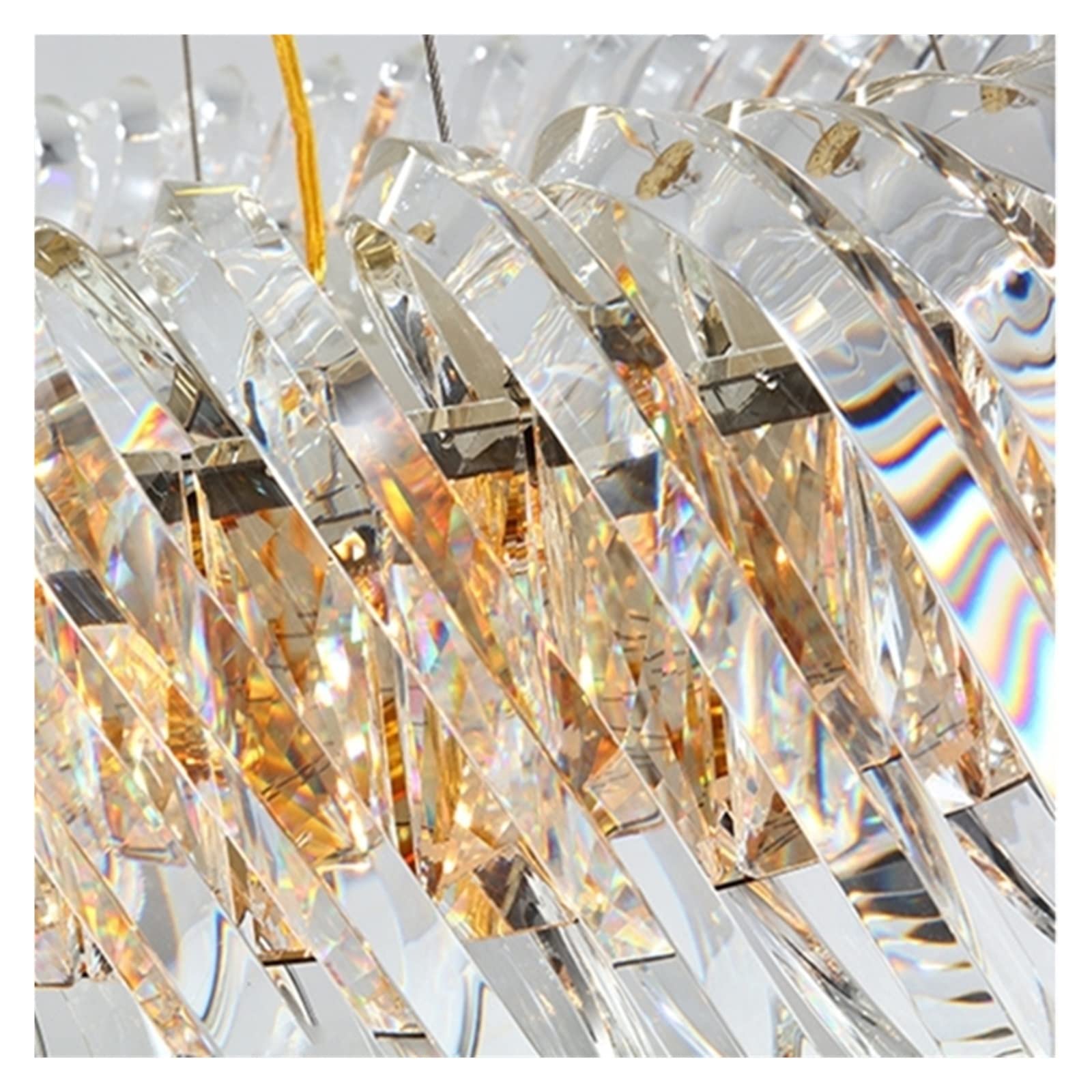 Genérico Lámparas de araña, Candelabros de Cristal Led Redondo de Acero Inoxidable araña de Cristal for Estudio Sala de Estar Dormitorio lámpara Colgante Ovalada Accesorios de iluminación