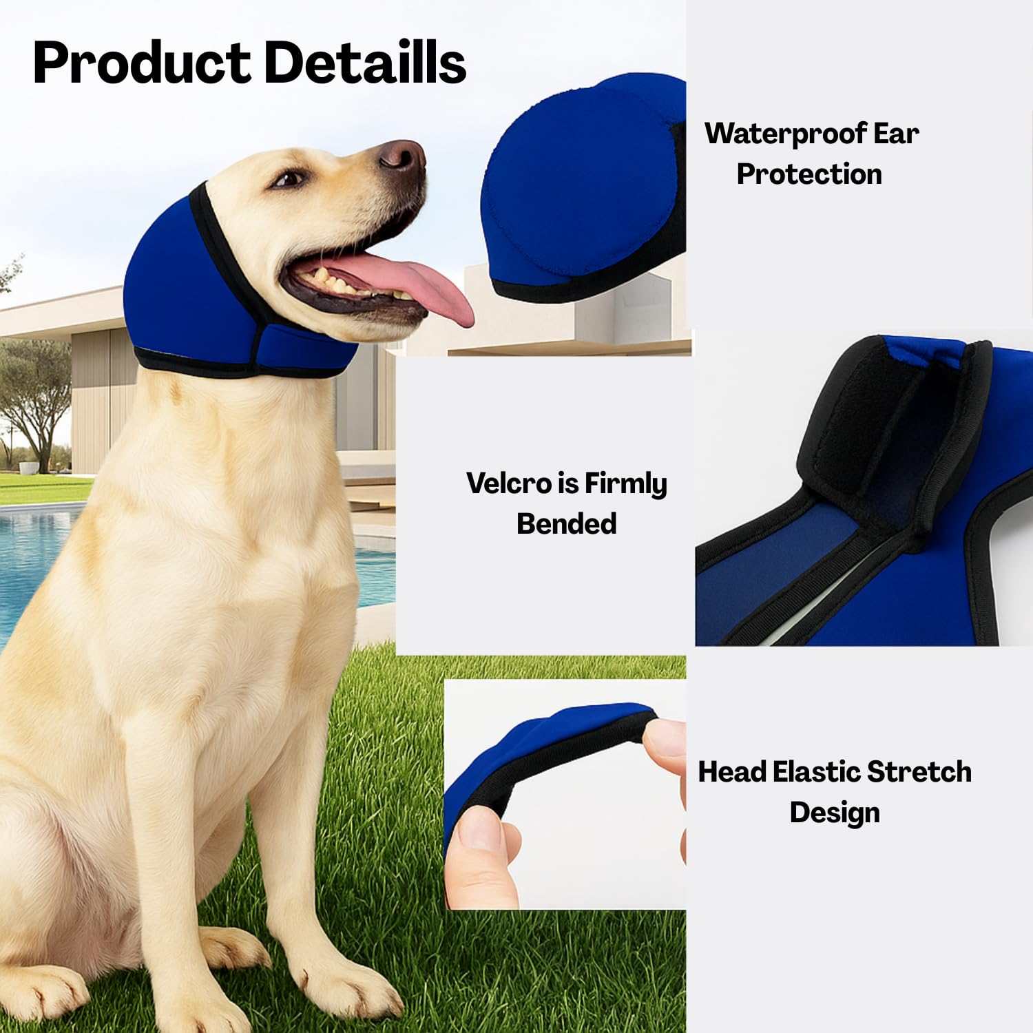 Flavizo Blue Dog Ear Muffs, Comfortable Noise Protection Ear Cover for Eating, Swimming, Therapy, Adjustable Dog Ear Protector, Stress-Reducing Ear Muffs for Dogs for Noise Cancelling 2