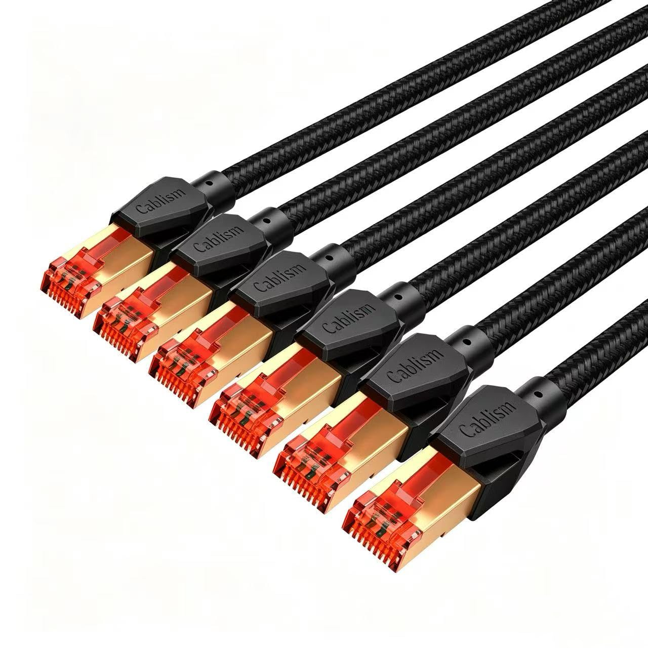 cablism Cat 8 PatchKabel 3M-6Stück Kurz,Lan Netzwerkkabel Ethernet RJ45 40Gbps 2000MHz Internet geschirmtes S/FTP Vergoldet Gigabit Netzwerk RoundKabel (3Meter im 6er-Packung)