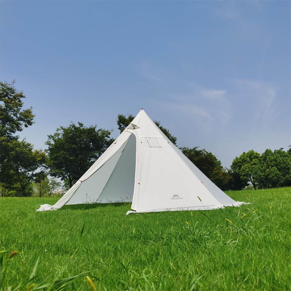 namiot kempingowy, 4-6-osobowy gorący namiot Tipi z kuchenką Jack Camping Pyramid Namiot tipi na kemping Wędrówki plecakiem