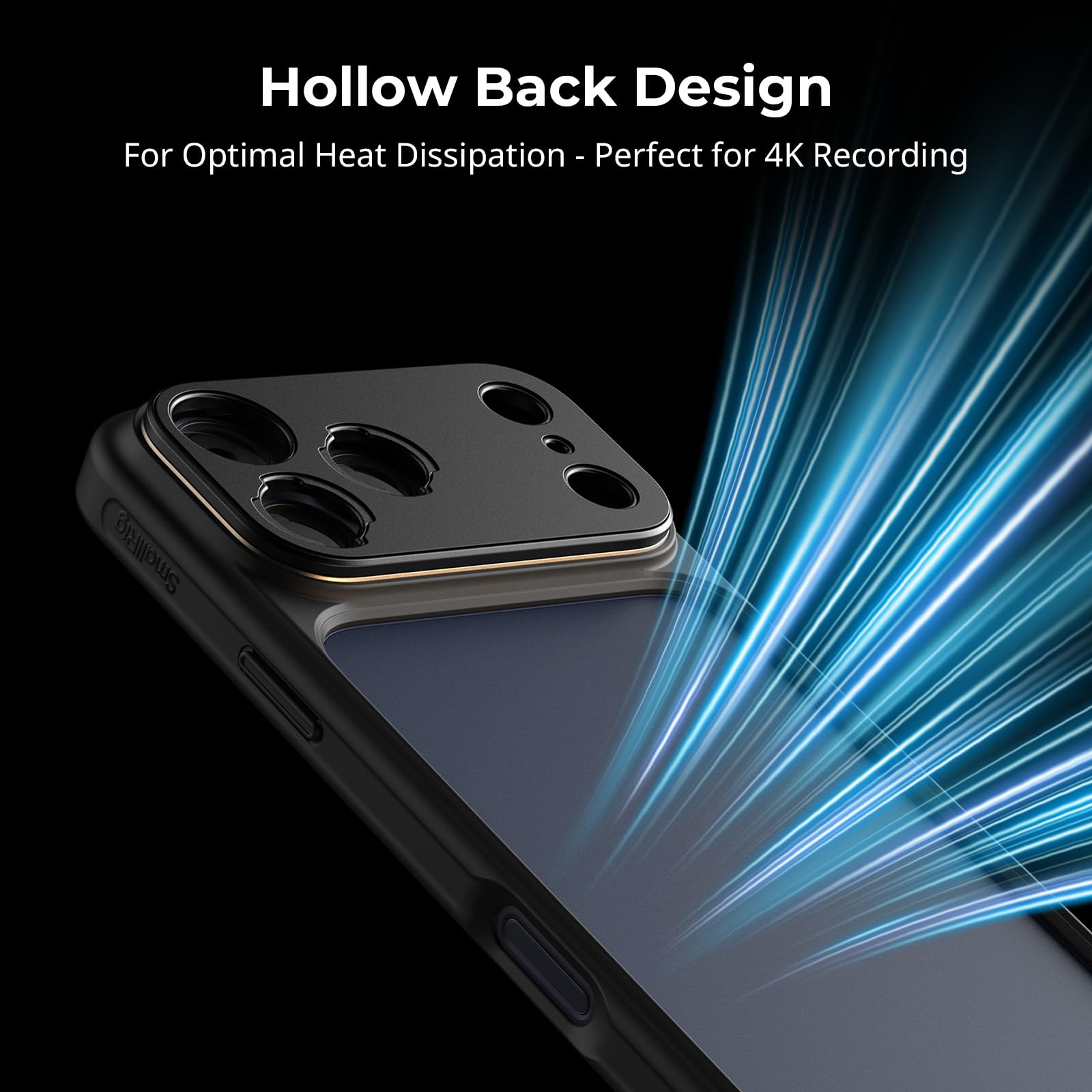 SMALLRIG Funda Bumper para iPhone 17 Pro, Diseño Trasero Hueco con Placa de Lentes, Adaptador 67mm, Compatible con Gimbal, para dji, para Insta360, Negro - 5790