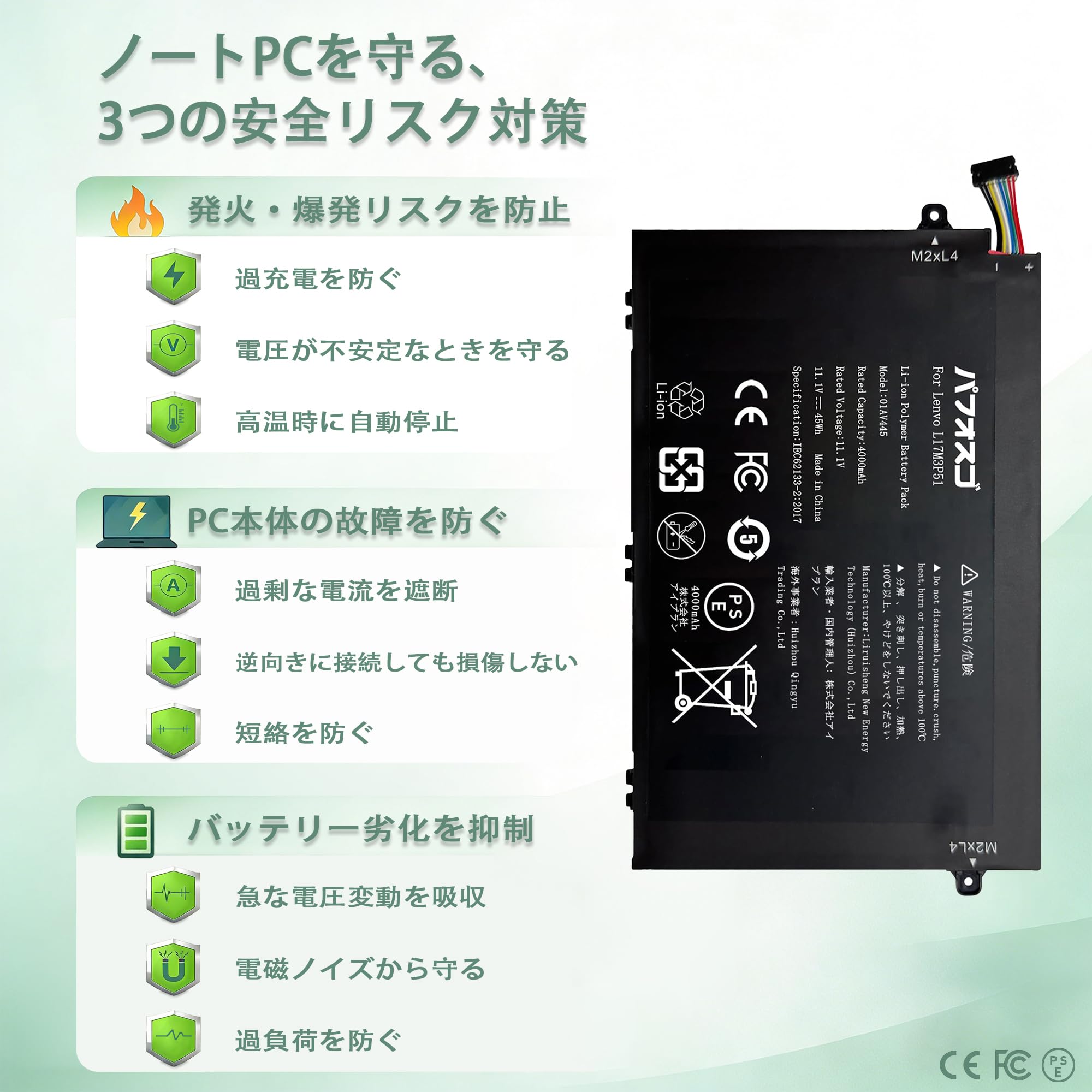 Amazon.co.jp: パフォスゴ for Lenovo 01AV445バッテリー 交換L17M3P51