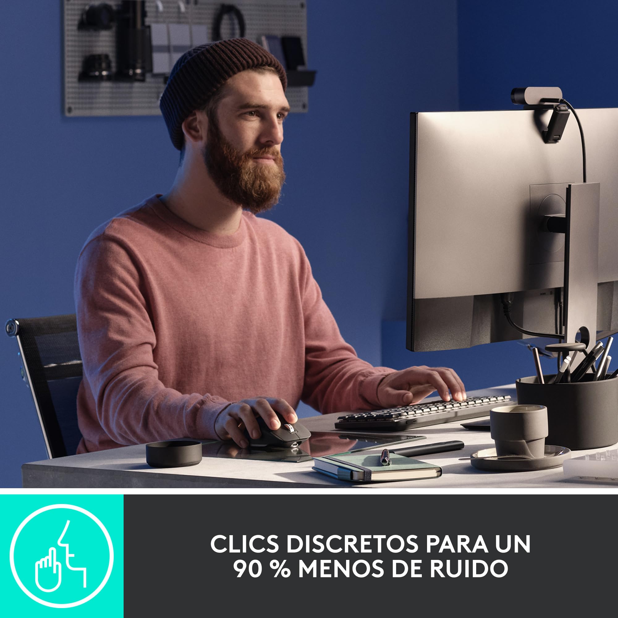 Logitech MX Master 3S - Ratón Inalámbrico con Desplazamiento Rápido | Ergo, 8K DPI, Funciona sobre Cristal, Clics Silenciosos, USB-C, Bluetooth, Windows, Linux, Chrome - Gris claro
