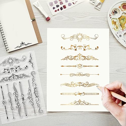 Miniatura 2 de GLOBLELAND Línea divisoria - Sello transparente de estilo europeo de encaje de silicona transparente, ramo, borde de borde, sello de goma para