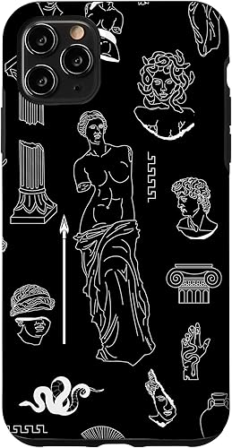 Funda negra para iPhone 11 Pro Max con estatuas de Grecia antigua