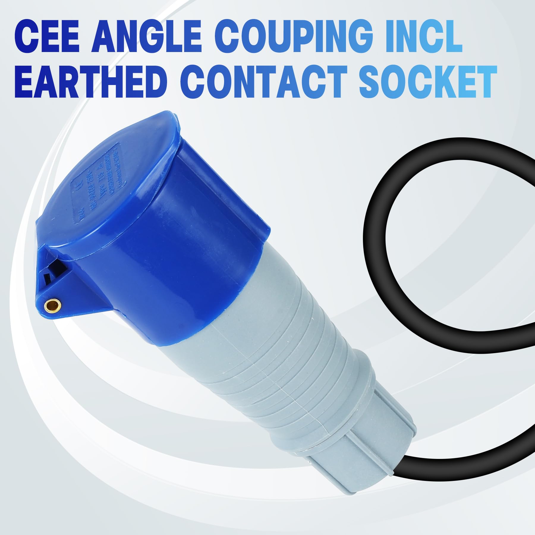 Przewód adaptera CEE, 10 m, adapter CEE, 230 V/16 A, 3-biegunowa wtyczka CEE, kabel IP44 CEE, przedłużacz ze złączem kątowym CEE, złącze Schuko, adapter do wtyczki kempingowej, akcesoria do przyczep