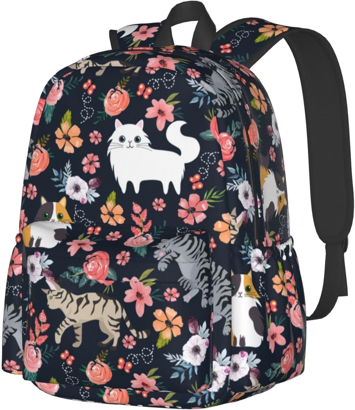 Cat Flower Backpack 16 Inches Lightweight Travel Laptop Backpack