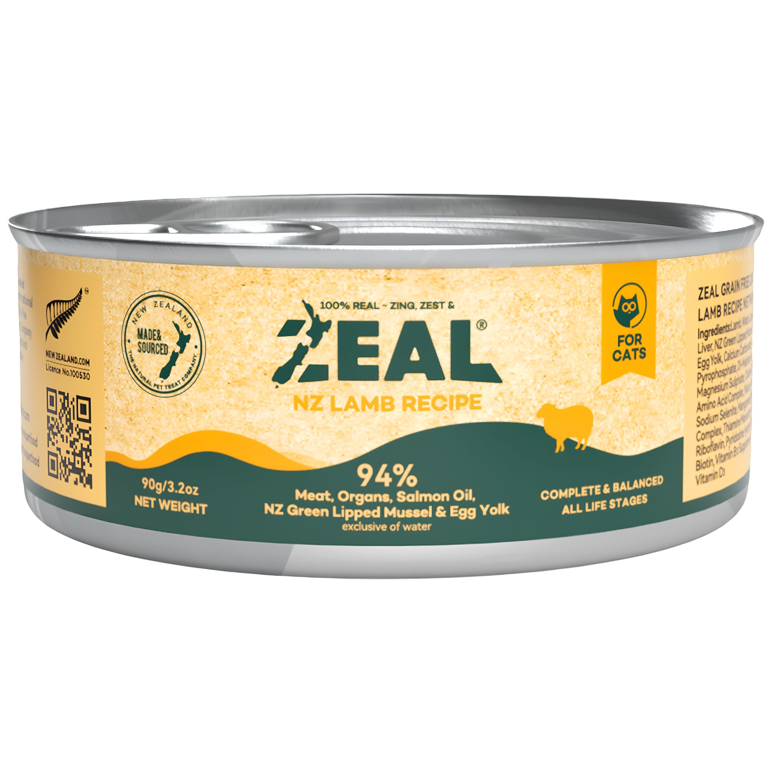 ZEAL New Zealand Wet Cat Food – High Protein, Grain-Free with Superfoods (Lamb, 3.17oz Can, 24-Pack)