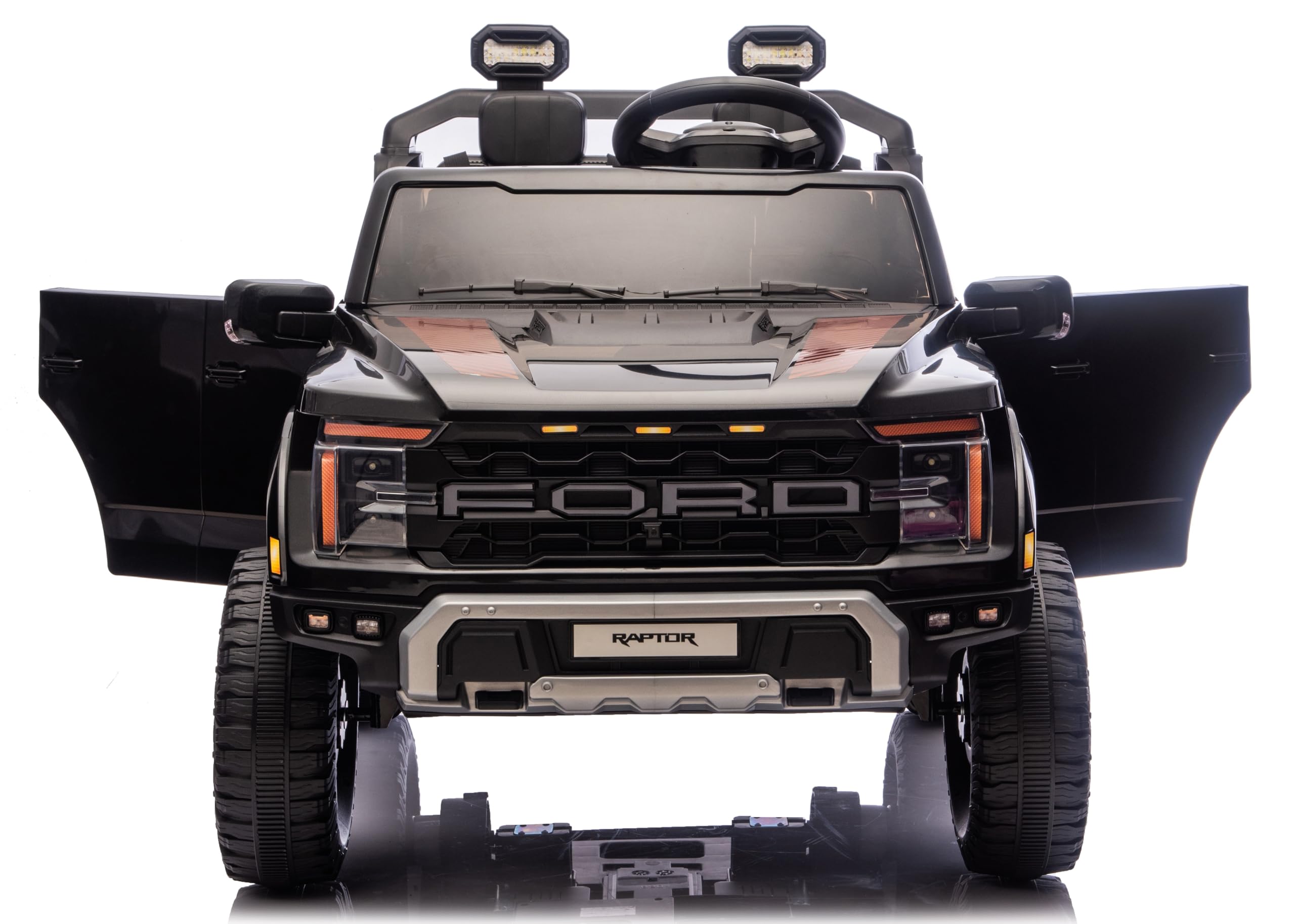 Ford F150 Raptor 24V Maxi Fuoristrada 2 Posti Auto Macchina Elettrica per Bambini Telecomando Luci a Led Bluetooth Ammortizzatori Carico Massimo 60 Kg Nero