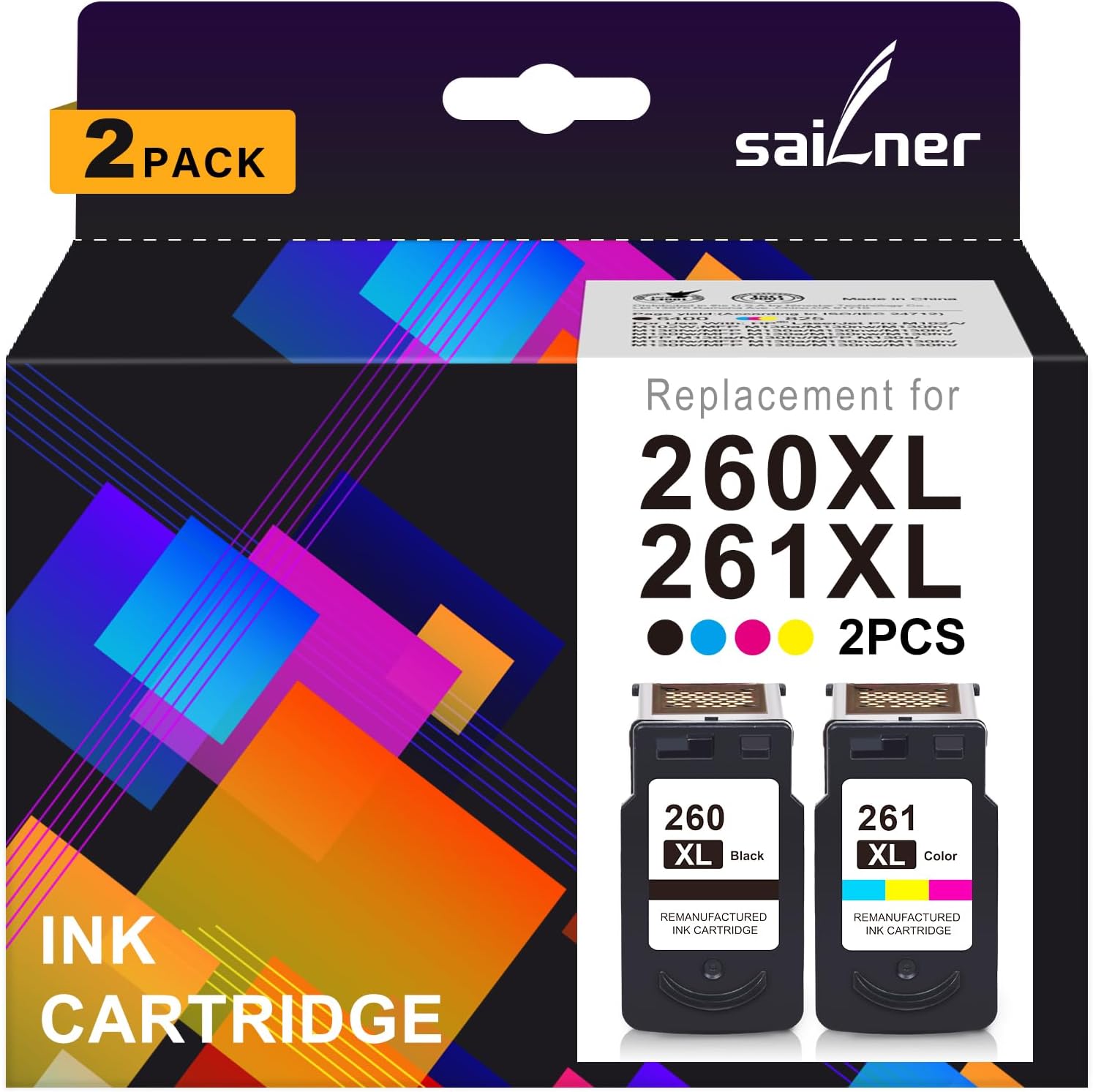 PG-260 XL CL-261 XL Replacement for Canon 260 and 261 Ink Cartridges Compatible with Canon Pixma TS6420a TS6400 TS6420 TR7020a TR7020 TR7000 TS5320 TS5300 Printer Ink 260XL and 261XL Ink Cartridges