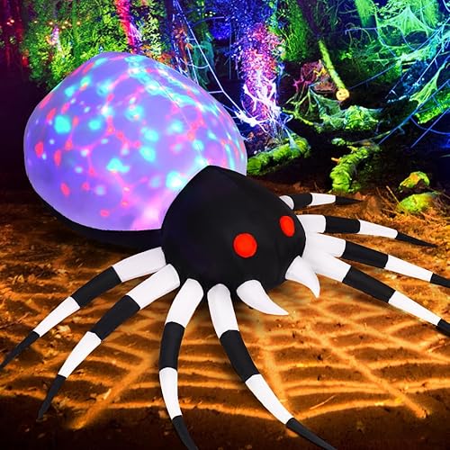 Miniatura 4 de GOOSH Araña inflable de Halloween de 6 pies de altura con luz mágica, decoración de patio inflable con luces LED integradas para vacaciones,