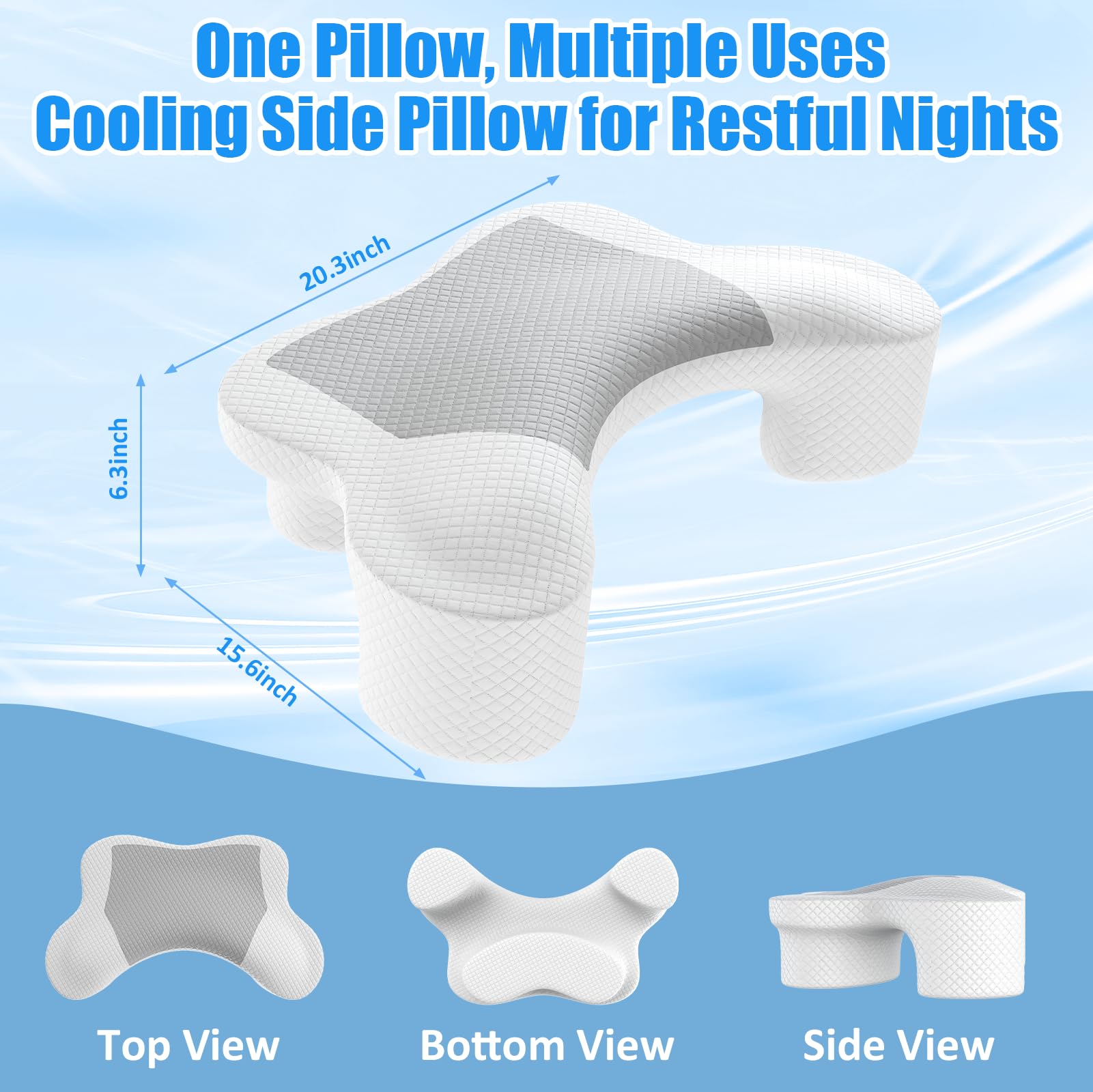 Almohada Cervical con Orificio Para el Brazo, 2 en 1 Almohada Ergonómico Espuma de Memoria Almohada para Soporte de Cabeza I Cuello I Hombro, Relajación y Alivio del Estrés con 2 Fundas de Almohada