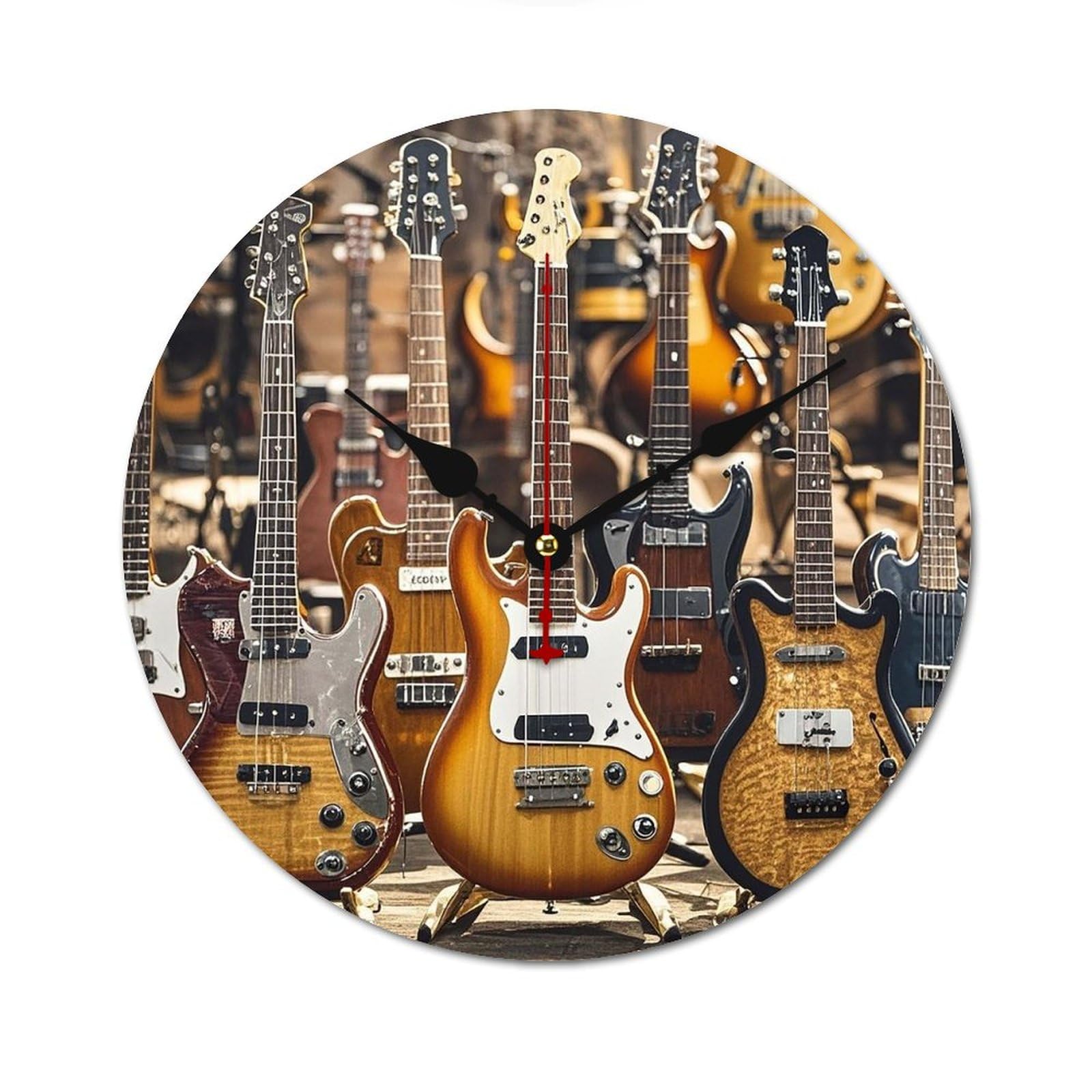 Horloge murale bois instruments de musique pour décorer salon et bureau moderne