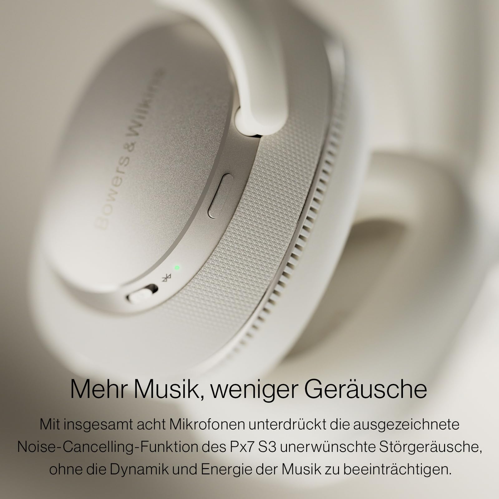 Bowers & Wilkins Px7 S3 Over-Ear-Kopfhörer mit Geräuschunterdrückung, kabellos, aptX™ Lossless, Schnellladung, 30 Stunden Wiedergabe, 8 integrierte Mikrofone - Anthrazitschwarz