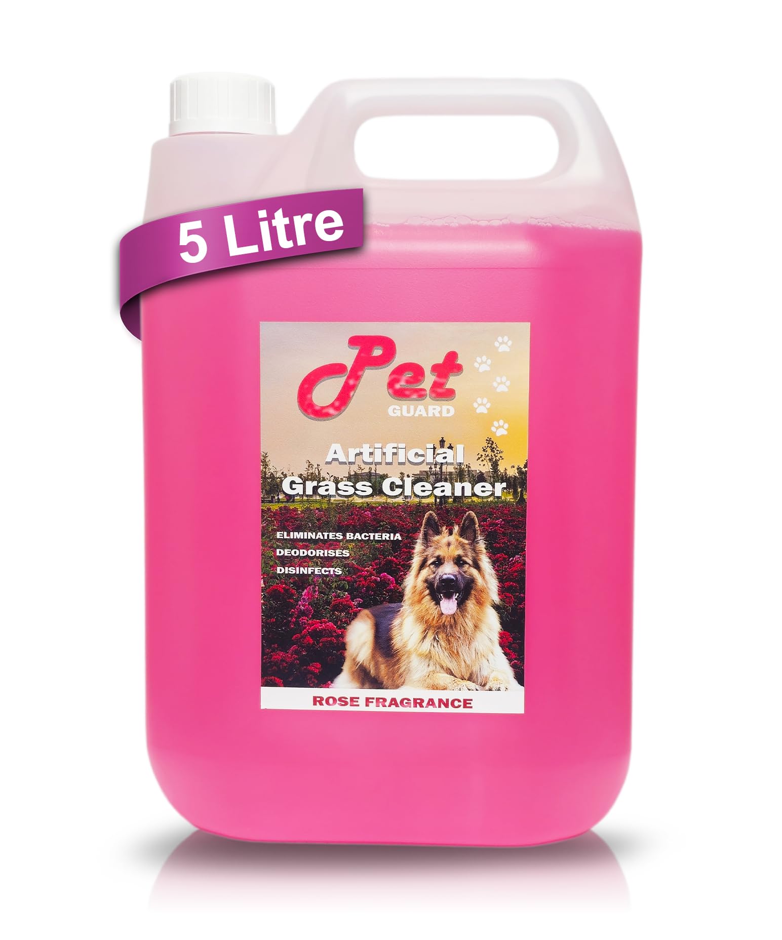 Pet Guard Artificial Grass Cleaner 5L Dog Safe Pet Eliminates Bacteria Deodorises Disinfects - Puppy Urine Cleaner & Odour Remover - Astro Turf Cleaner Dog Urine and Poop - Pet Friendly (Rose)